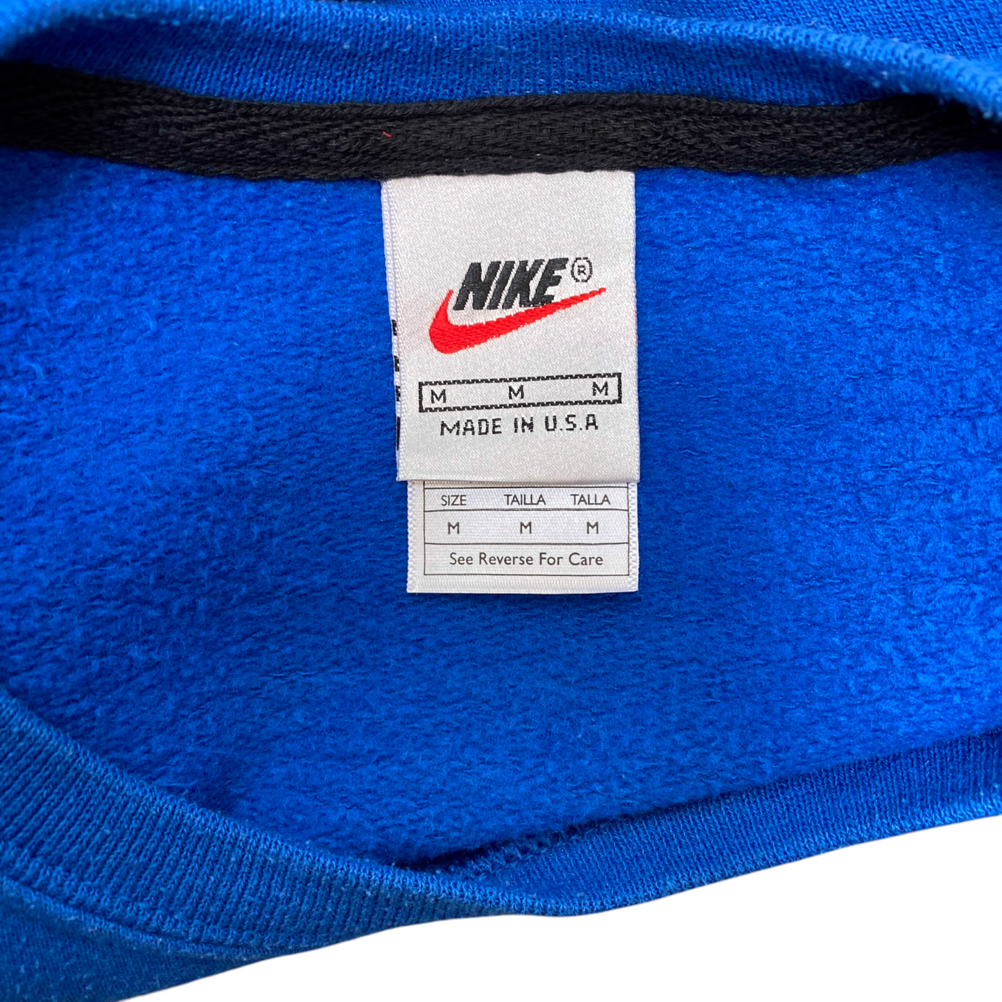 Nike Reworked Sweatshirt Mens Medium Blue Grey Embroidered Spellout Logo Y2K
