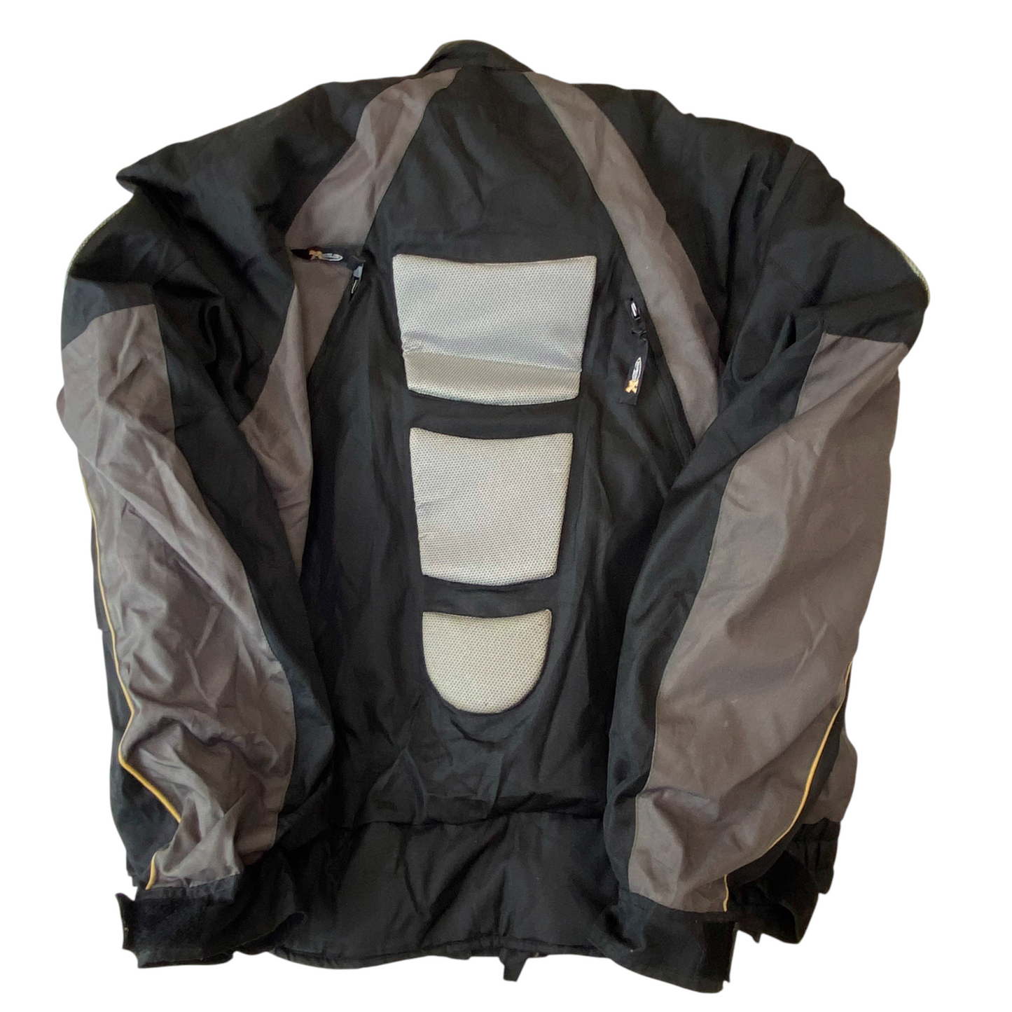 Xelement Motorcycle Jacket Mens Large Black Grey Long Sleeve Snap Inside Zip