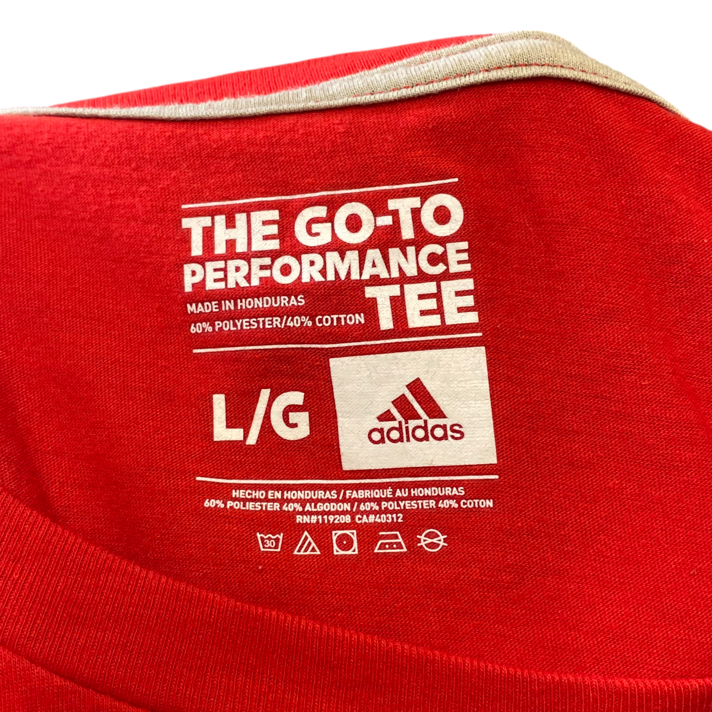 adidas Tee Shirt Mens Large Red Spellout Logo Short Sleeve Go To Performance