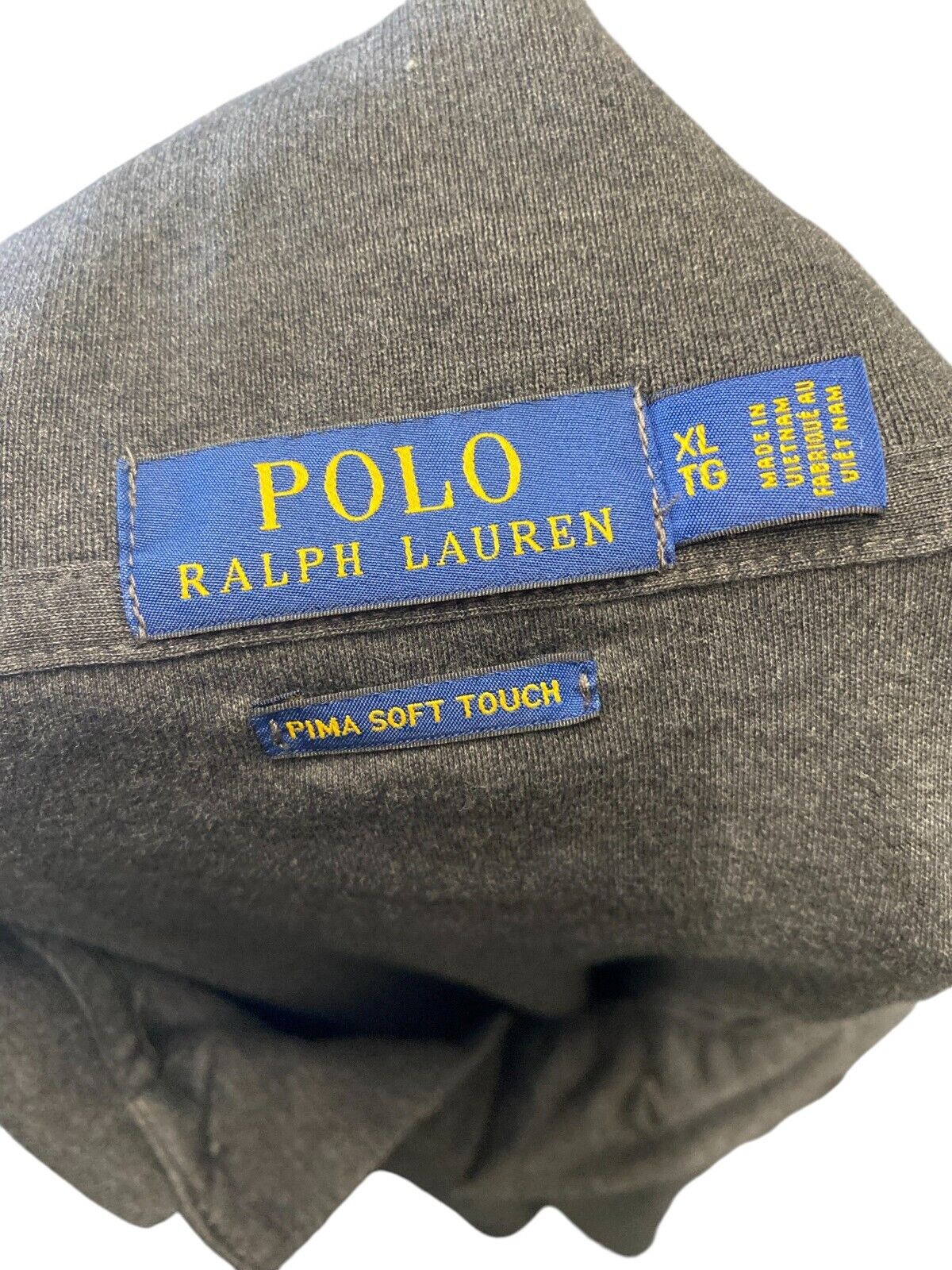 Polo Ralph Lauren Polo Shirt Men XL Grey Pima Soft Touch Long Sleeve Embroidered