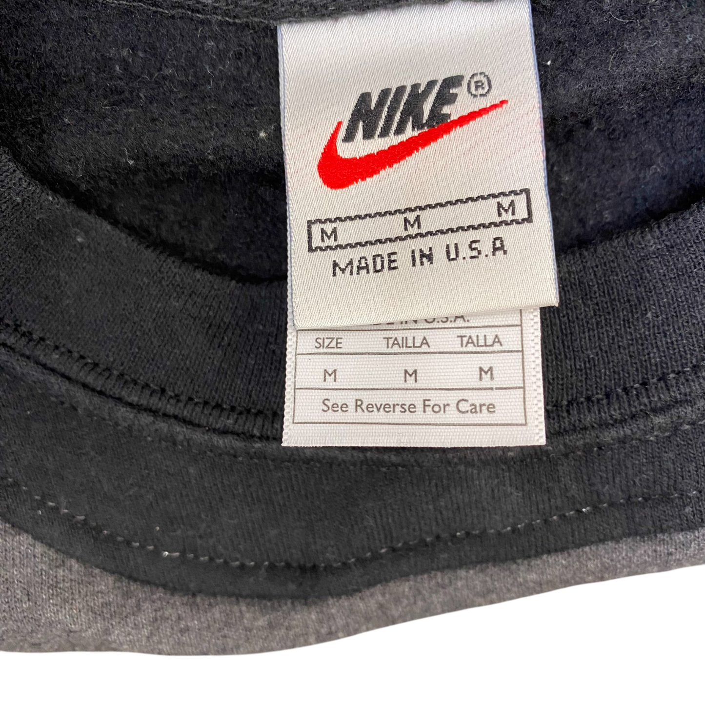 Nike Reworked Sweatshirt Mens M Black Grey Embroidered Spell Out Logo Crew Neck