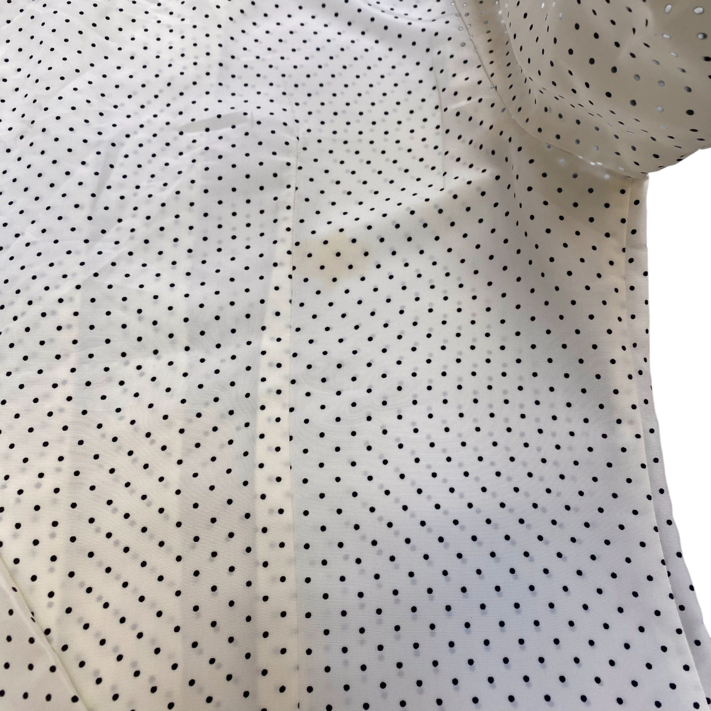 Womens Button Up Shirt M White Black Polka Dot Classic Long Sleeve Collared