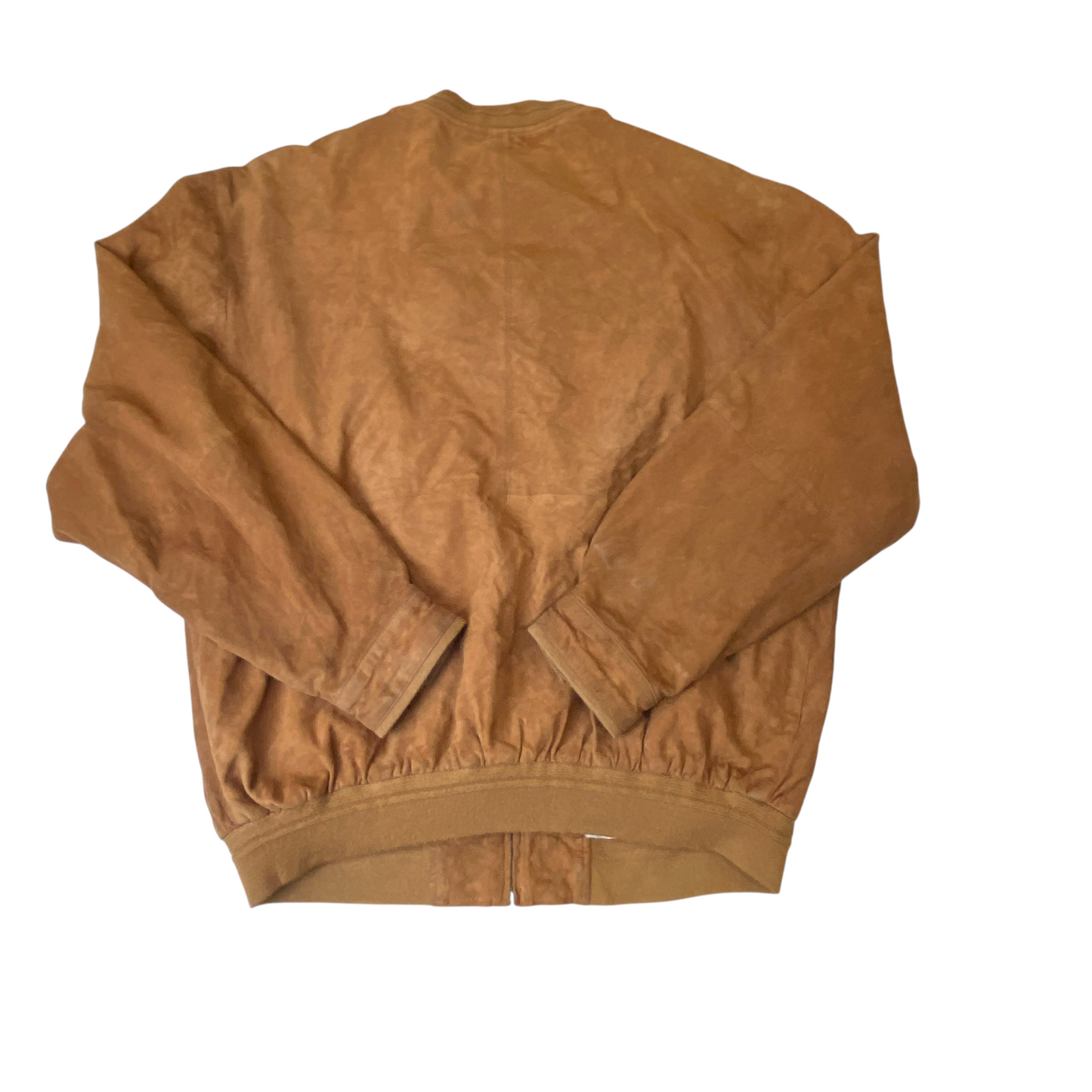 Falabella Bomber Jacket Mens Large Brown Suede Leather Pockets Full Zipper