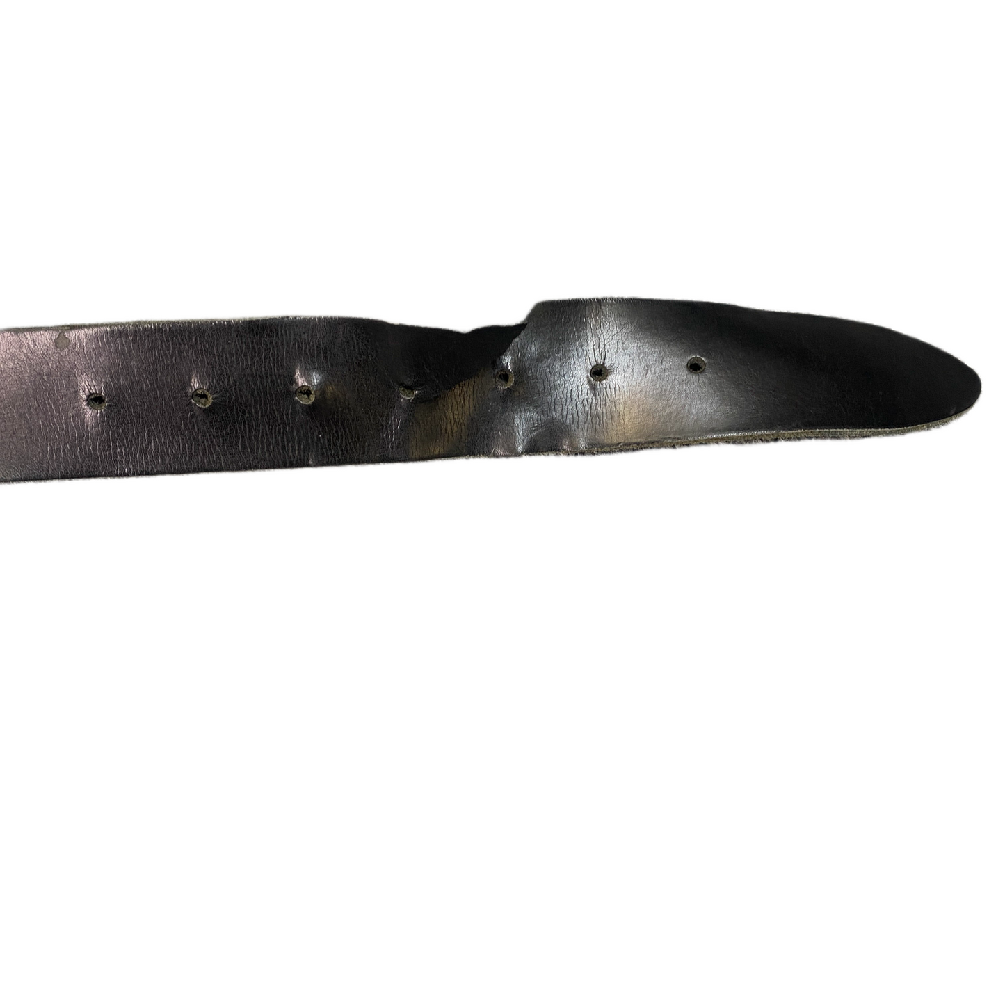 Waist Belt Mens Black Leather Adjustable Rectangular Silver Pin Buckle 43 inches