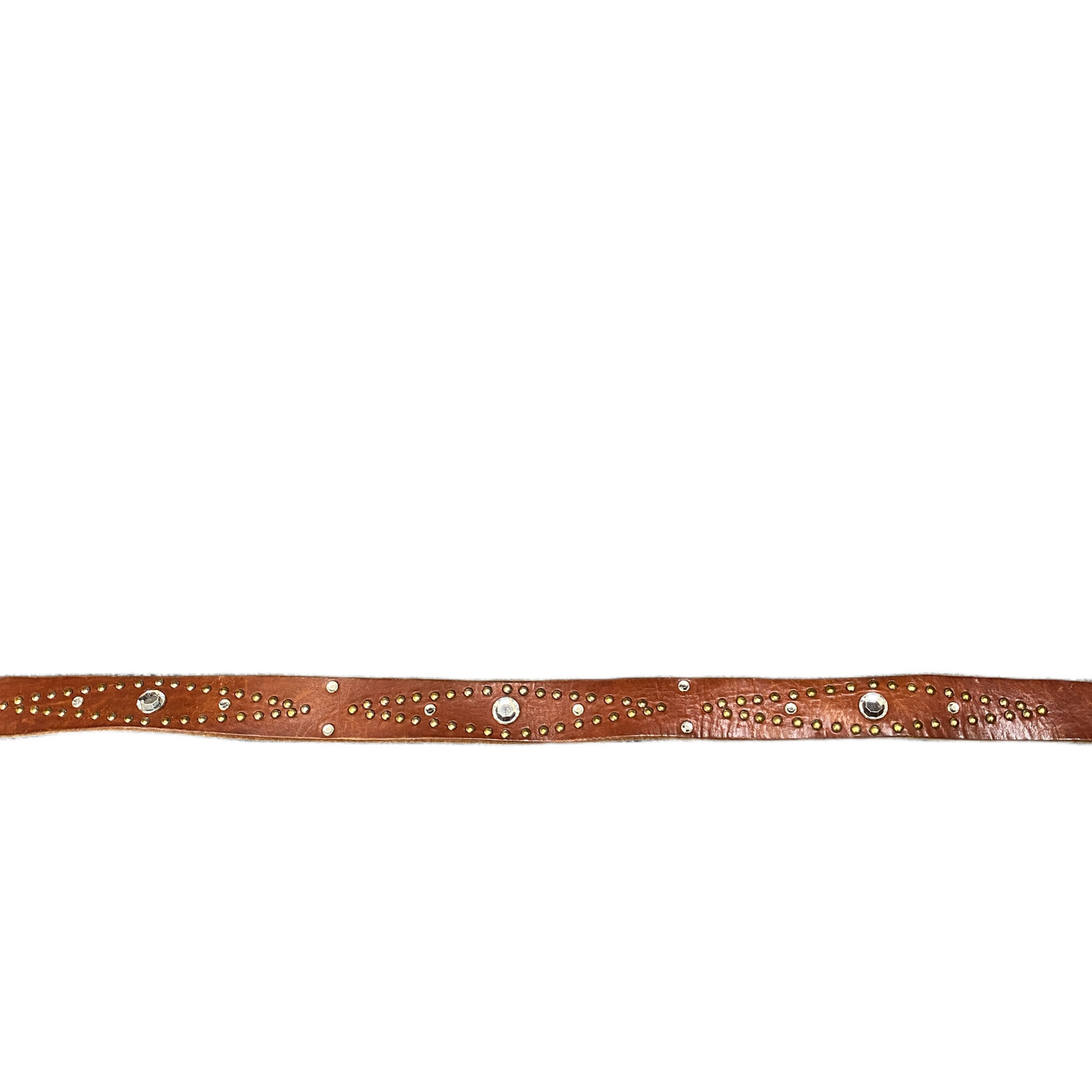 Waist Belt Mens Brown Leather Studded Adjustable Silver Pin Buckle 39.5 inches