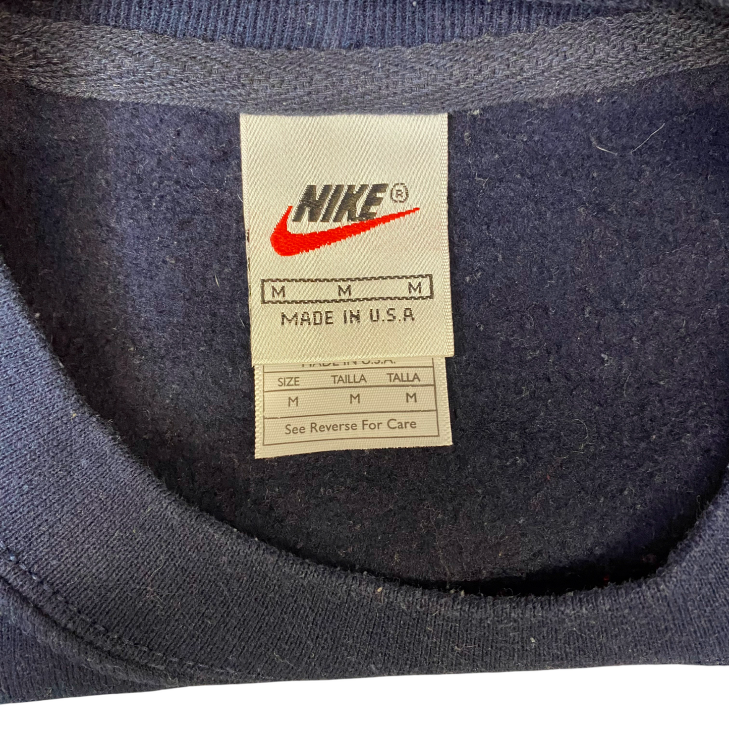 Nike Reworked Sweatshirt Mens M Navy Red Embroidered Spellout Logo Vintage Y2K