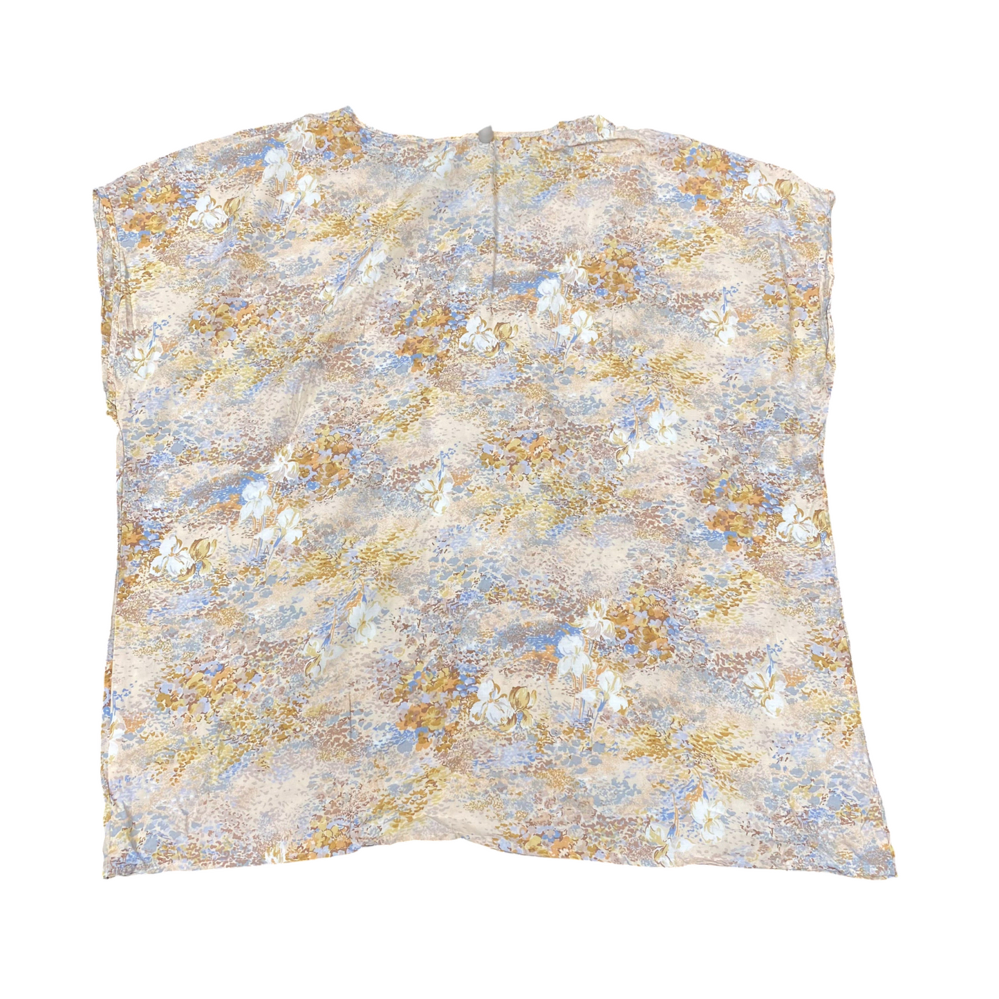 Blouse Top Womens L Multi Floral Abstract Print Cap Short Sleeve Pullover