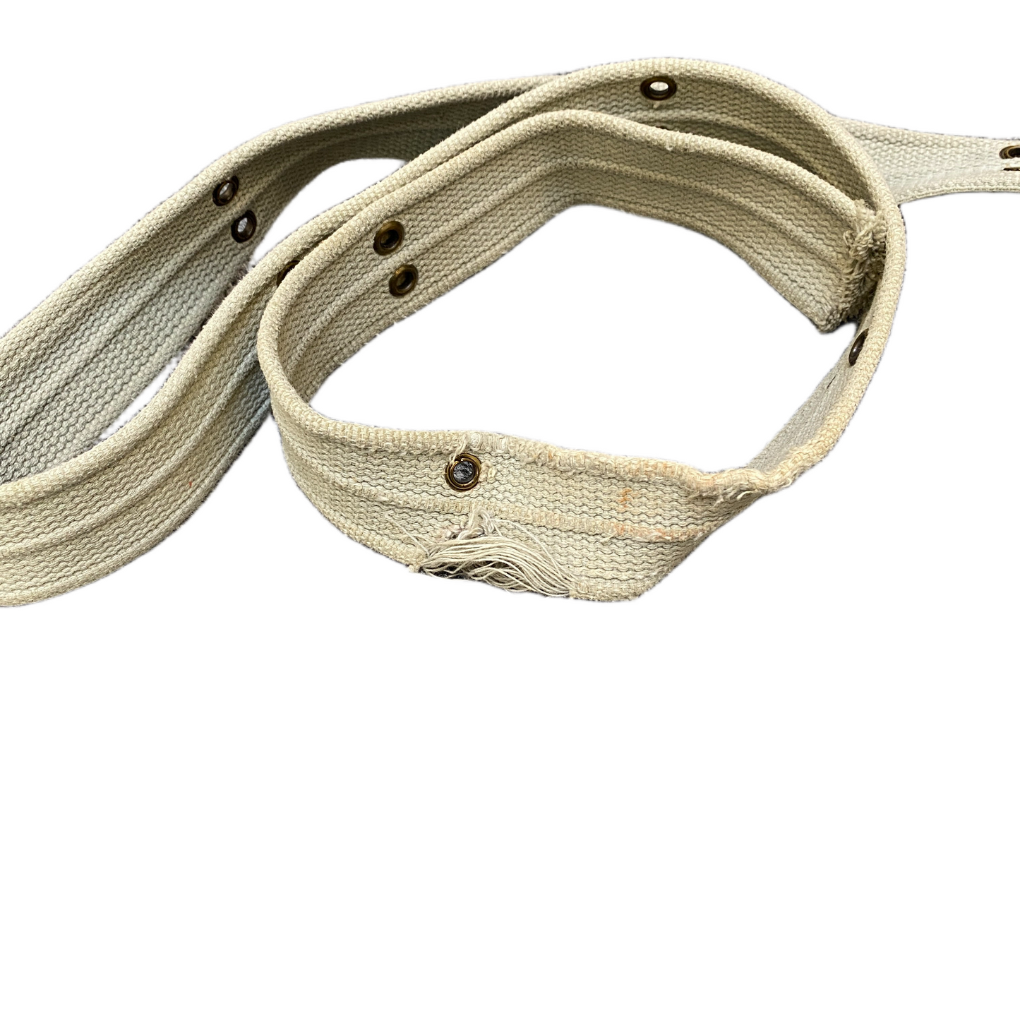 Vintage Waist Belt Womens Cream-coloured Canvas D-Ring Buckle Size 47.5 inches