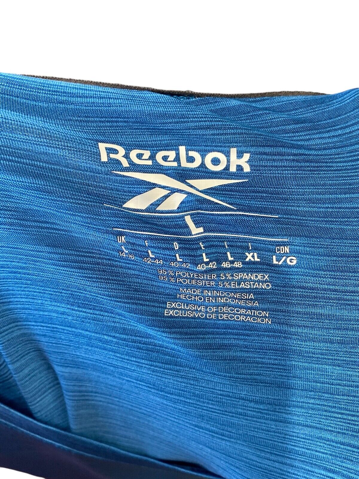 Reebook T-Shirt Men's L Blue Polyester Logo Crew Neck Short Sleeve Pullover Tee
