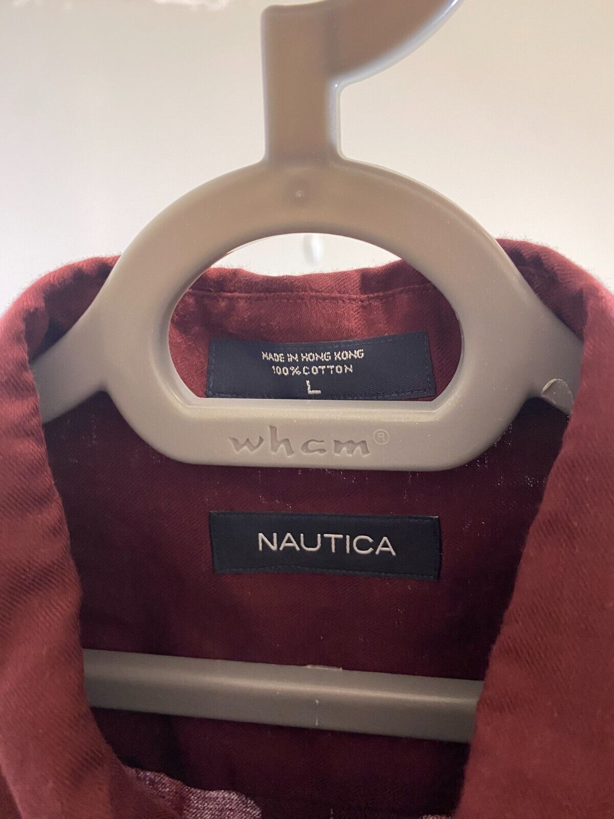 Nautica Shirt Mens Large Deep Reddish Cotton Long Sleeve Collared Button Down