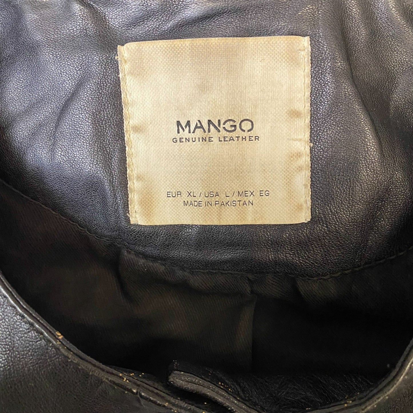 Mango Genuine Leather Jacket Womens Medium Black Lined Long Sleeve Button Front