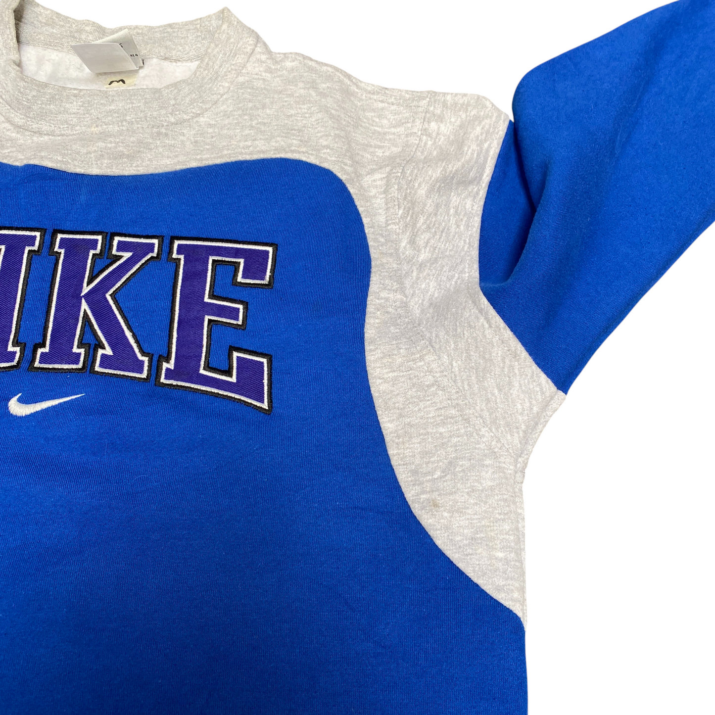 Nike Reworked Sweatshirt Mens M Blue Grey Embroidered Spellout Logo Vintage Y2K