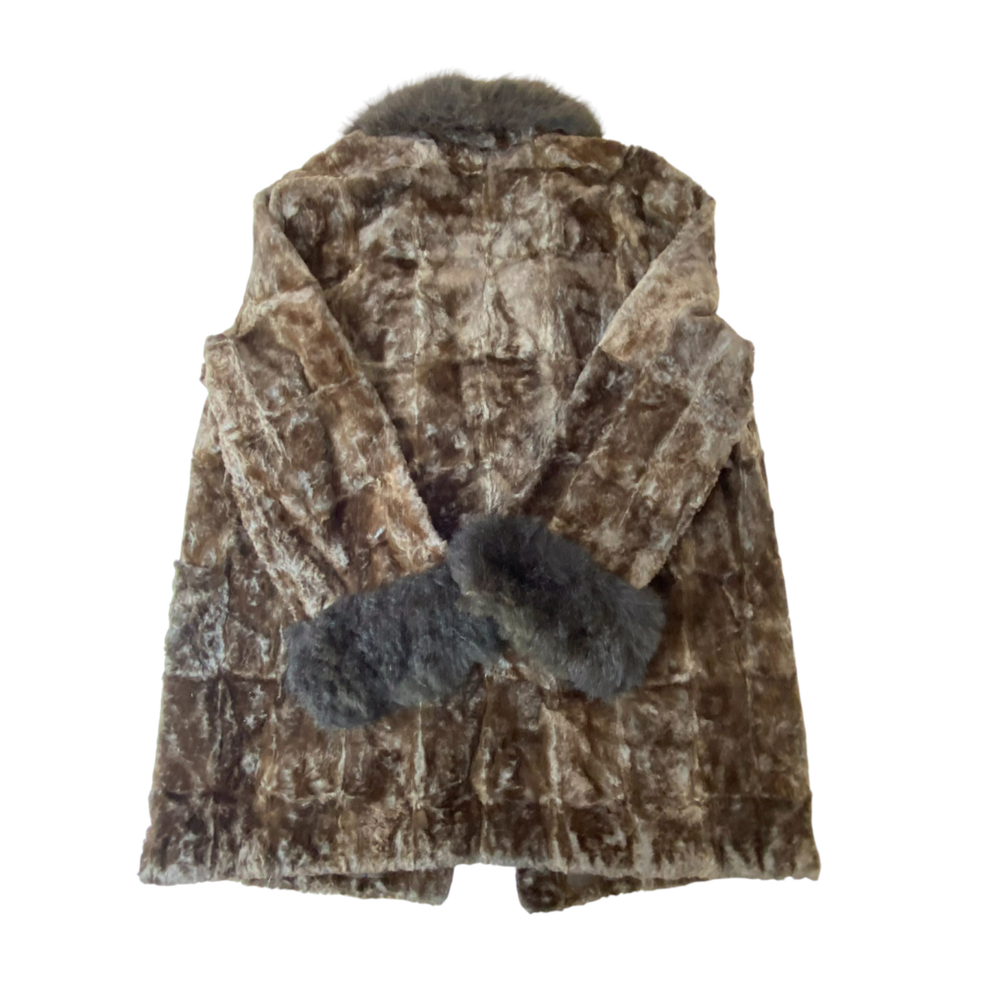 Chocquenet Coat Womens XL Brown Faux Fur Shawl Collar Long Sleeve Open Front