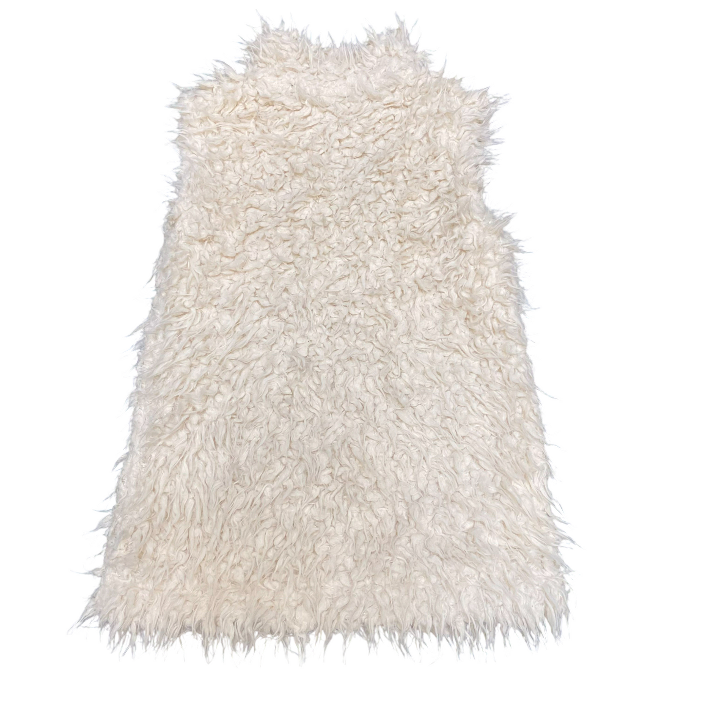 Womens Shaggy Faux Fur Vest Small Ivory Comfy Sleeveless Full Zip Mock Neck