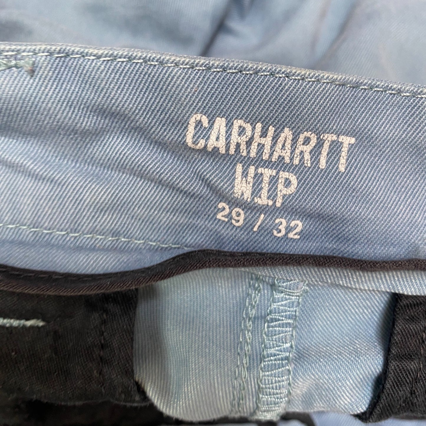 Carhartt WIP Pants Fits as Women 29" Waist Blue Flat Front Straight Leg Trousers