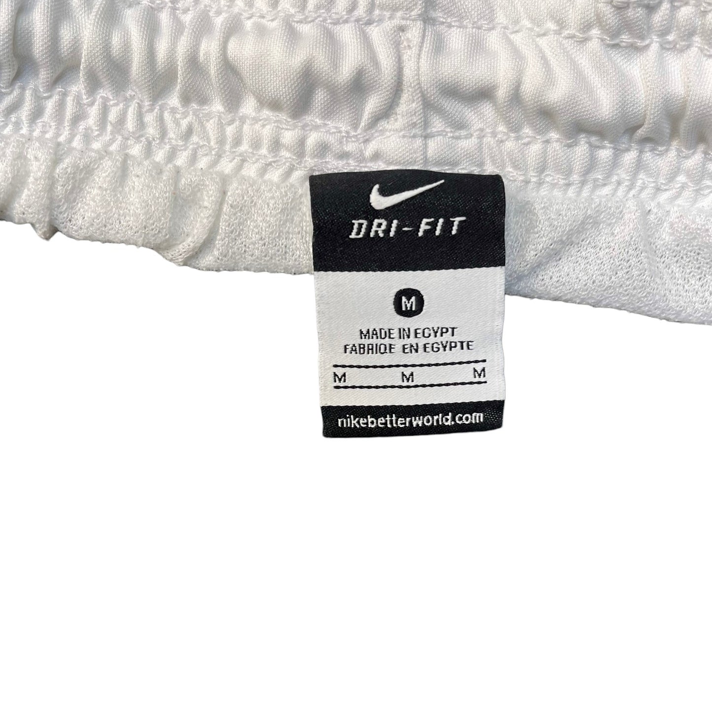 Nike Dri-Fit Soccer Shorts Men M 30" Waist White Swoosh Logo Athletic Drawstring