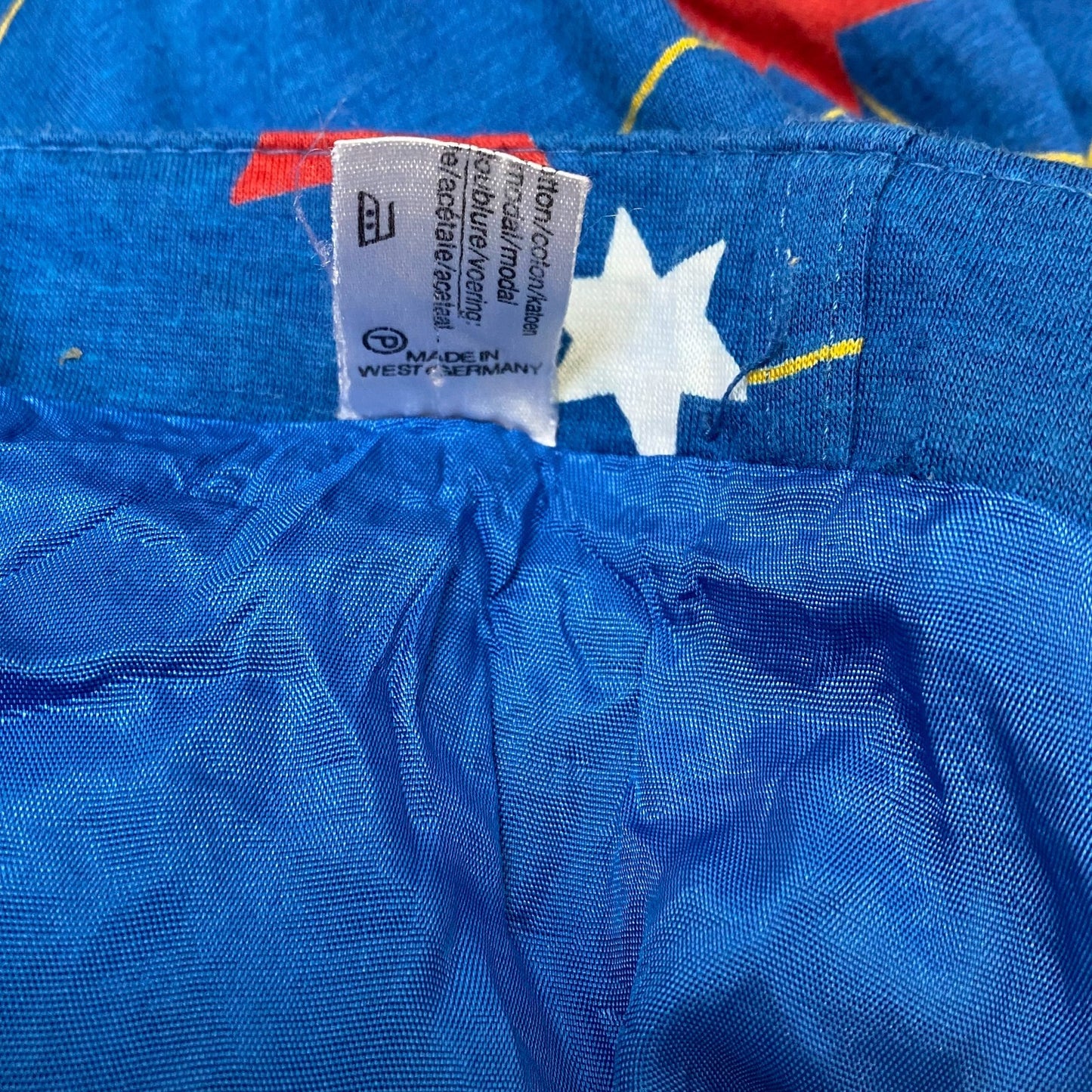 Women's A Line Skirt M Blue Star Print Lined Pleated Flat Front Side Zipper