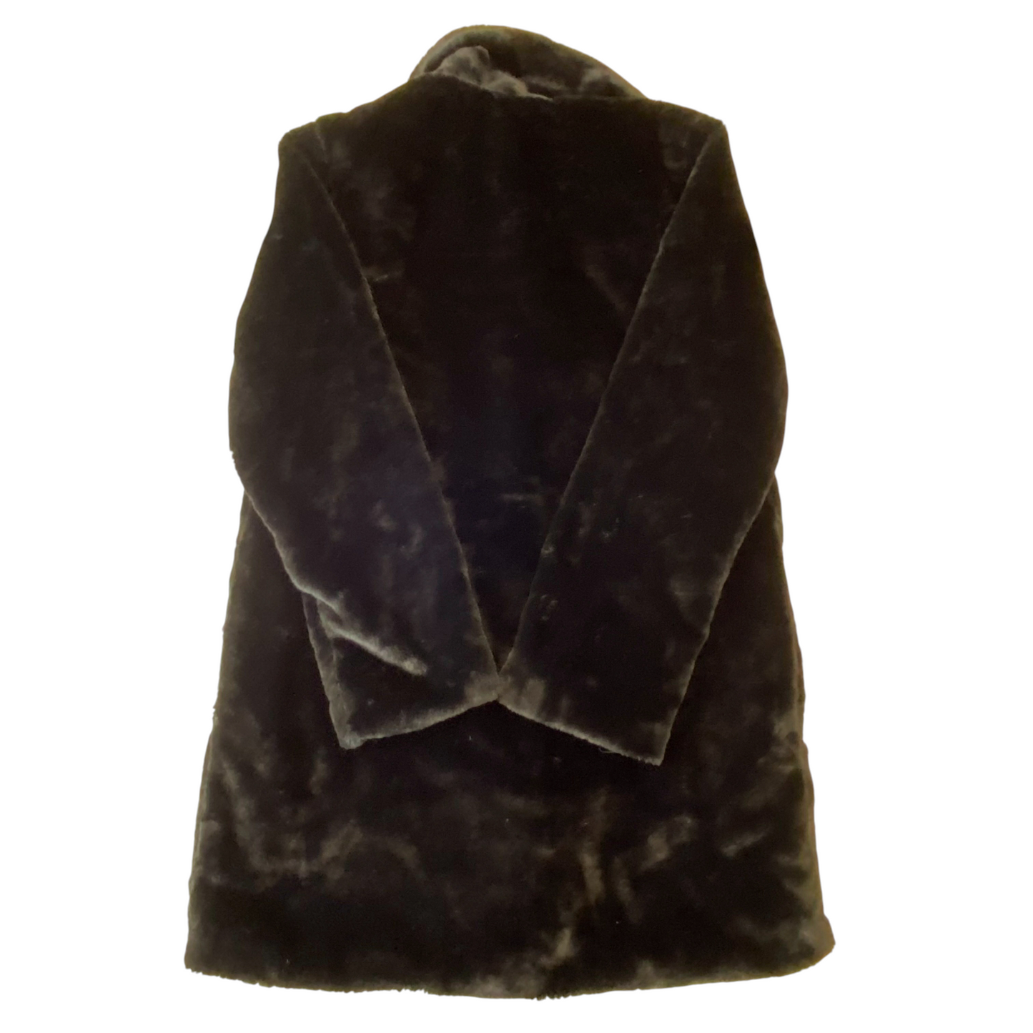 Womens Faux Fur Coat Medium Brown Soft Plush Long Sleeve Collared Button Front