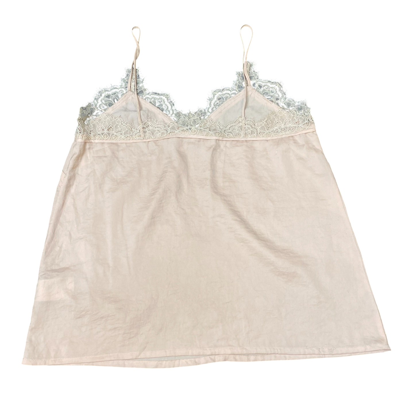 H&M Camisole Top Womens M Pink Lace Trimmed Spaghetti Straps V-Neck Pullover