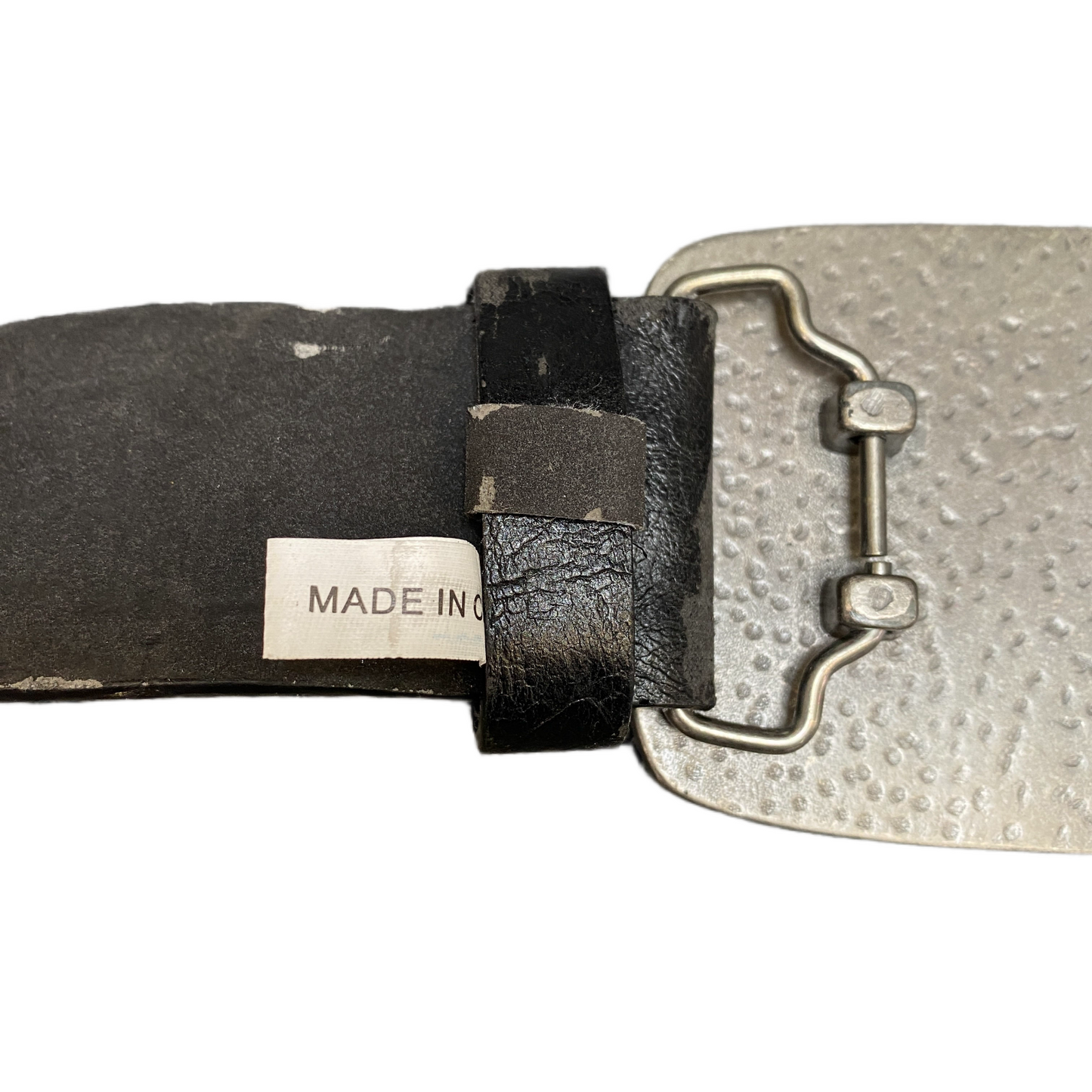Waist Belt Mens Black Cowhide Leather Adjustable Silver Pin Buckle 42.5 inches