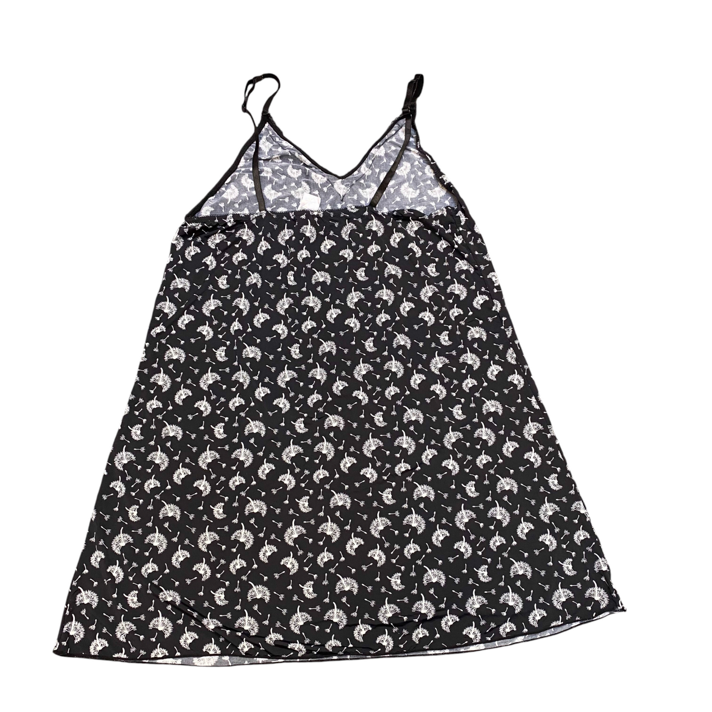 Women's Mini Slip Dress S Black Floral V Neck Adjustable Straps Sleeveless