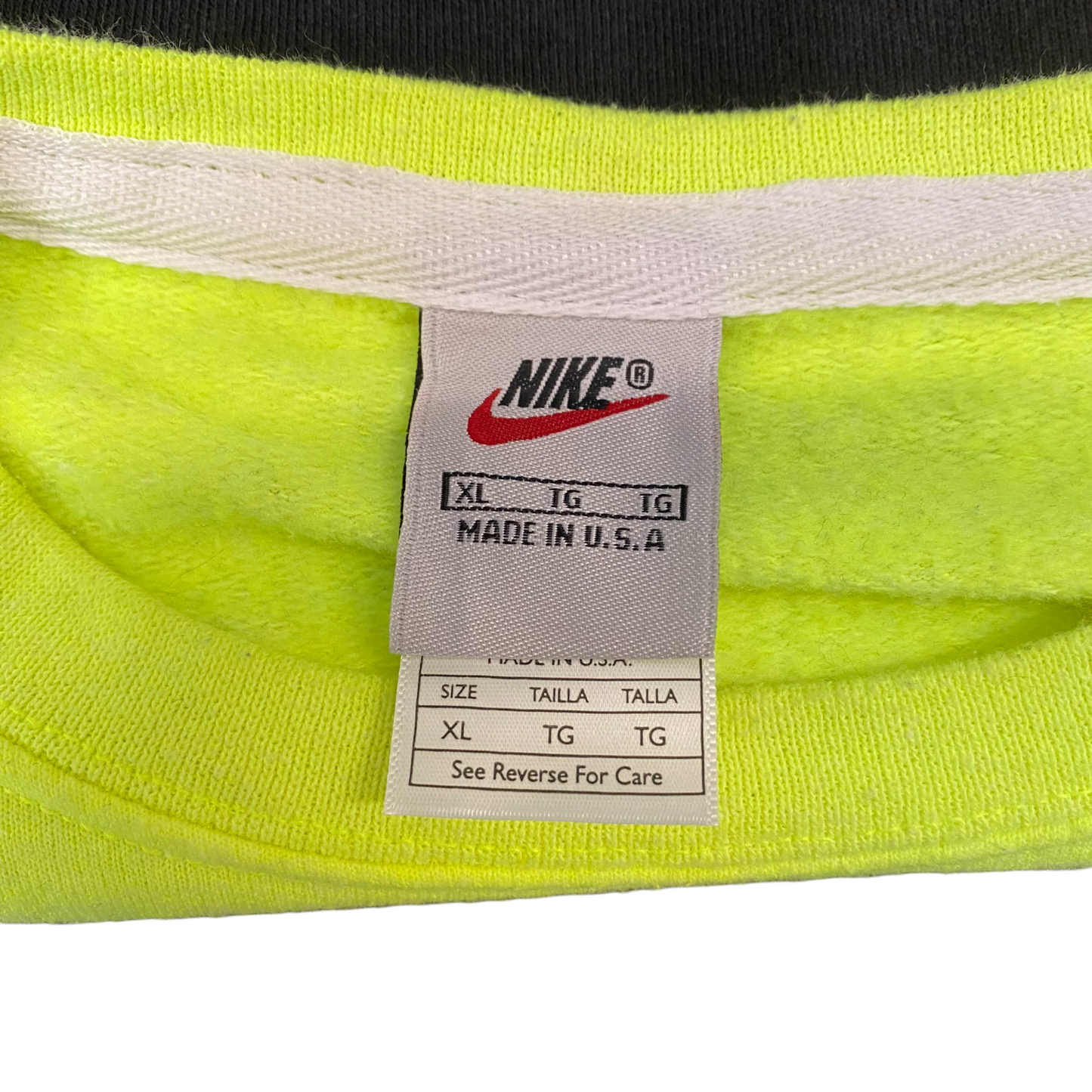 Nike Reworked Sweatshirt Mens XL Black Green Embroidered Spellout Logo Vtg Y2K