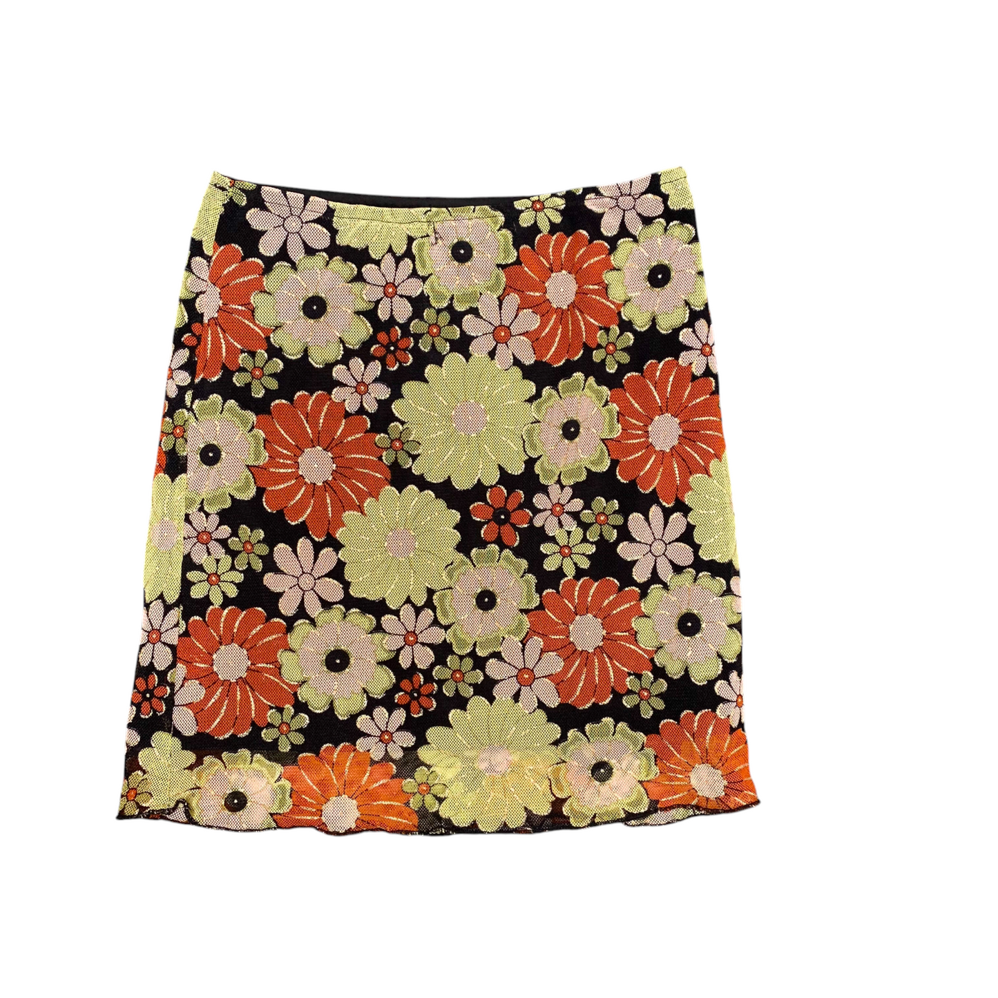 Mint Vanila Pencil Skirt Womens M Black Floral Flat Front Mini Outdoor Pull On