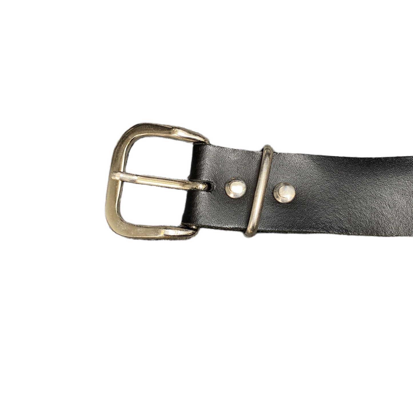 Waist Belt Mens Black Leather Adjustable Classic Silver Pin Buckle 45.5 Inches