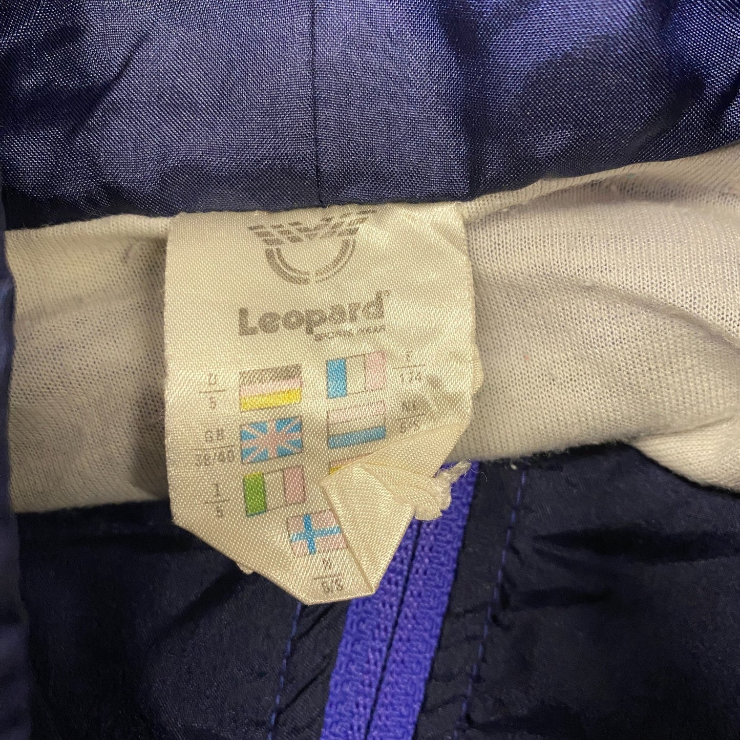Vtg 90s Leopard Windbreaker Jacket Mens L Multi Colorblock Long Sleeve Full Zip