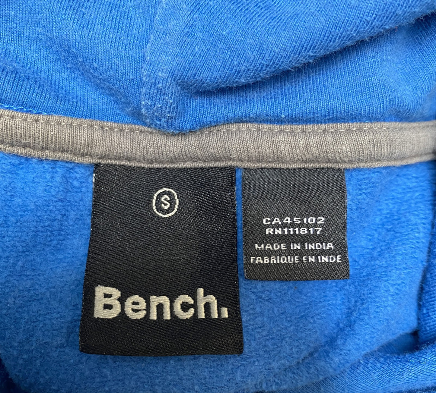 Bench Hoodie Womens Small Blue Fleece Lined Long Sleeve Drawstring Full Zipper