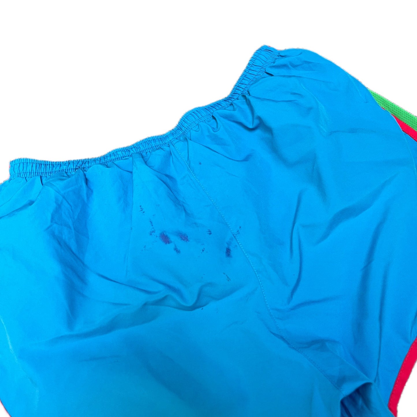 Nike Dri-FIT Tempo Shorts Womens M 28" Waist Blue Green Mesh Panels Dolphin Hem