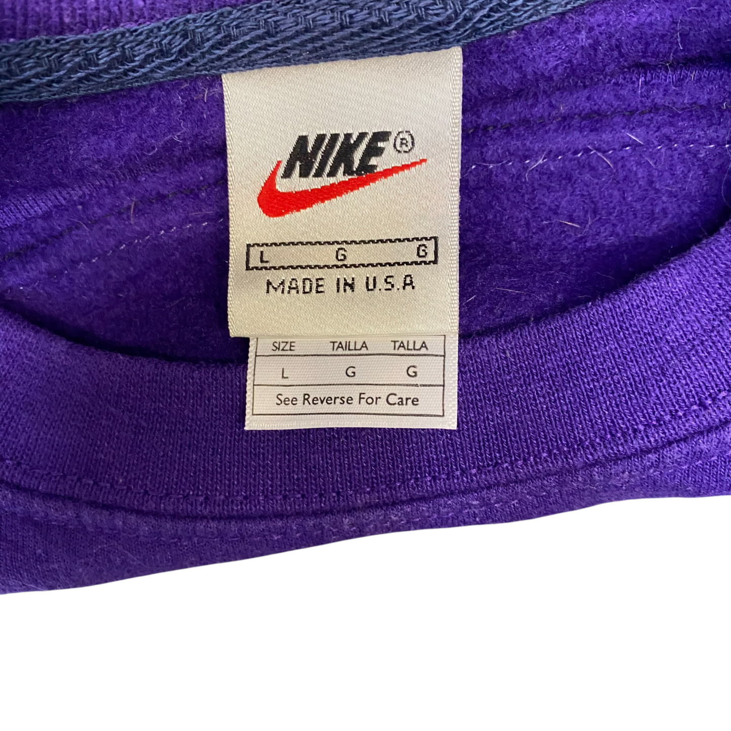 Nike Reworked Sweatshirt Men L Purple Grey Embroidered Spellout Logo Vintage Y2K