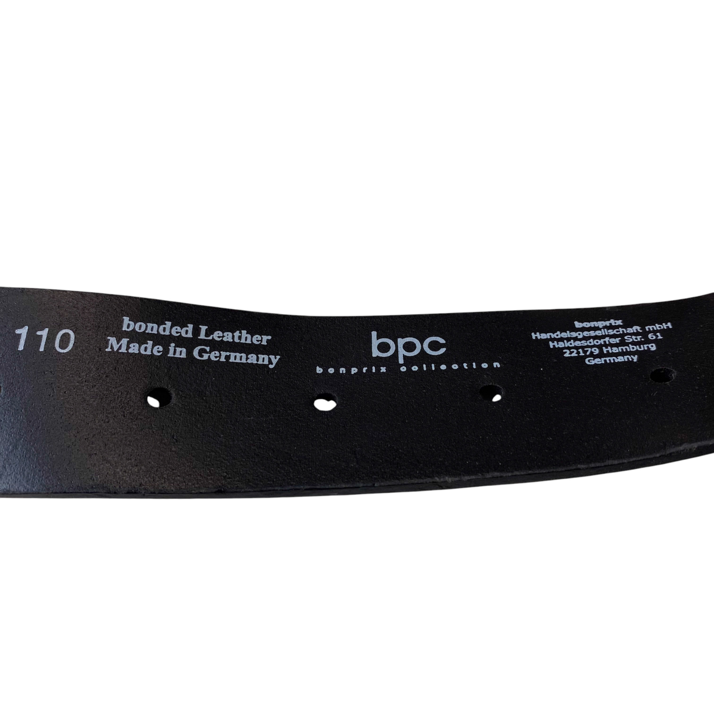 Bpc Bonprix Belt Mens Black Bonded Leather Adjustable Pin Buckle Size 49 in