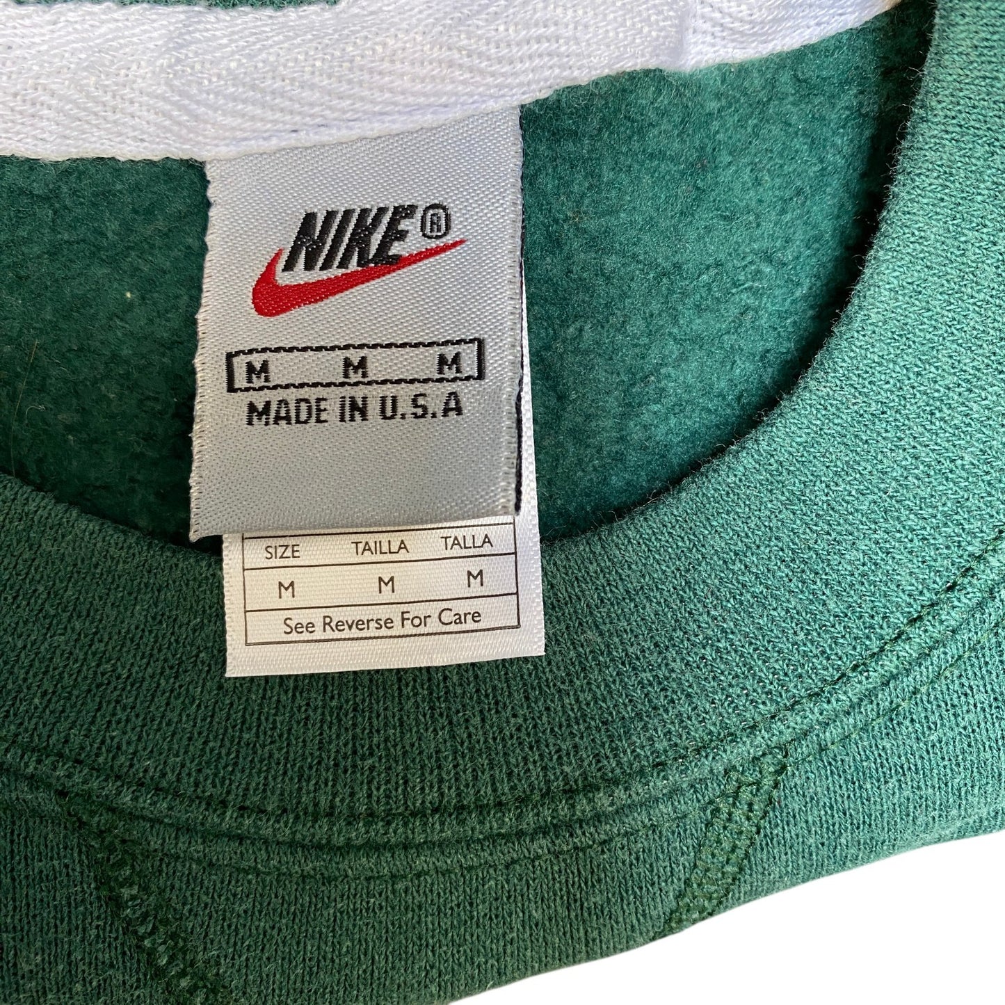 Nike Reworked Sweatshirt Mens M Green Blue Embroidered Spellout Logo Vintage Y2K