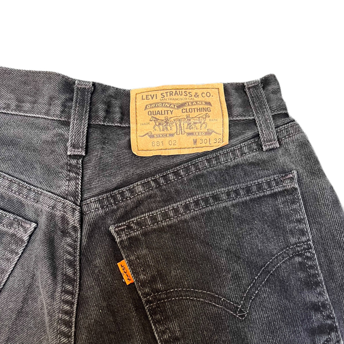 Vtg Levi's Cut Off Shorts Fits as Womens Small 26" Waist Black Denim Orange Tab