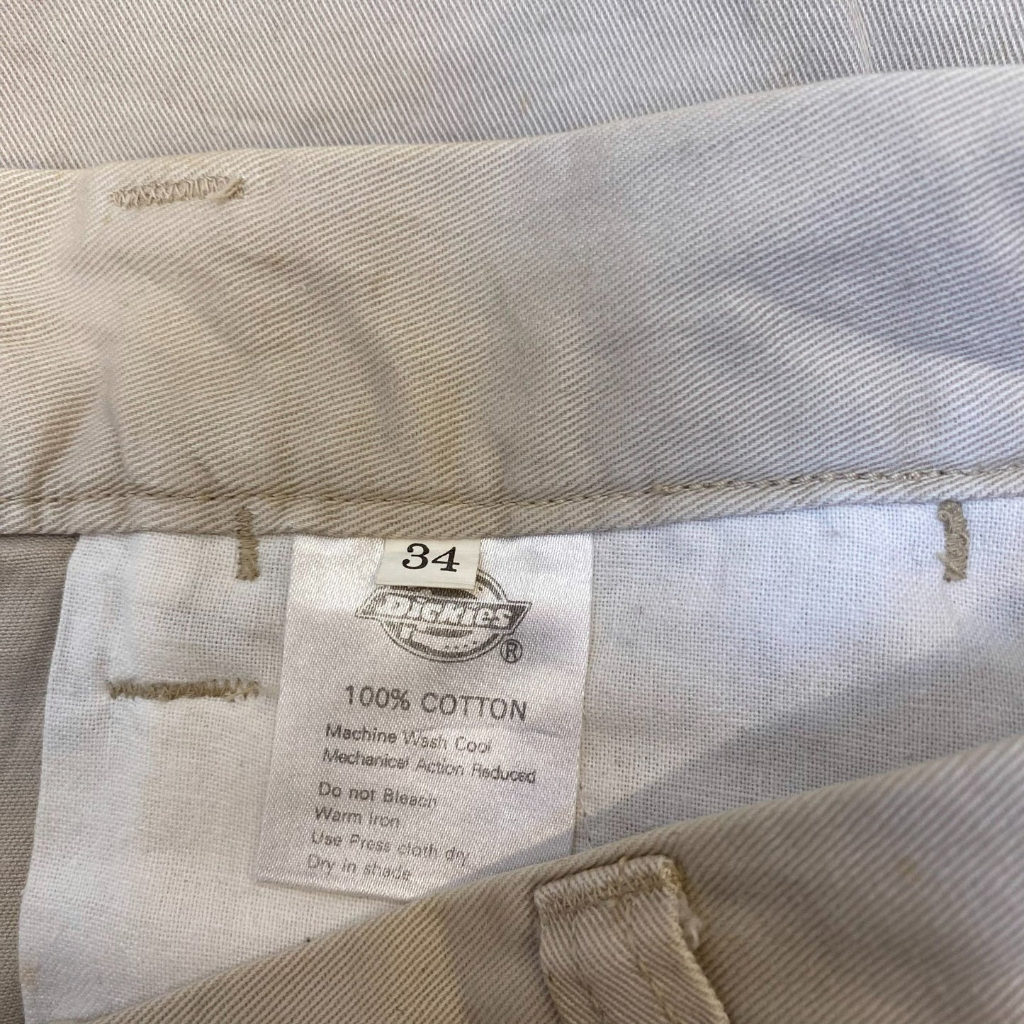 Dickies Trousers Mens Large Ivory Regular Fit Slash Pocket Workwear Outdoor