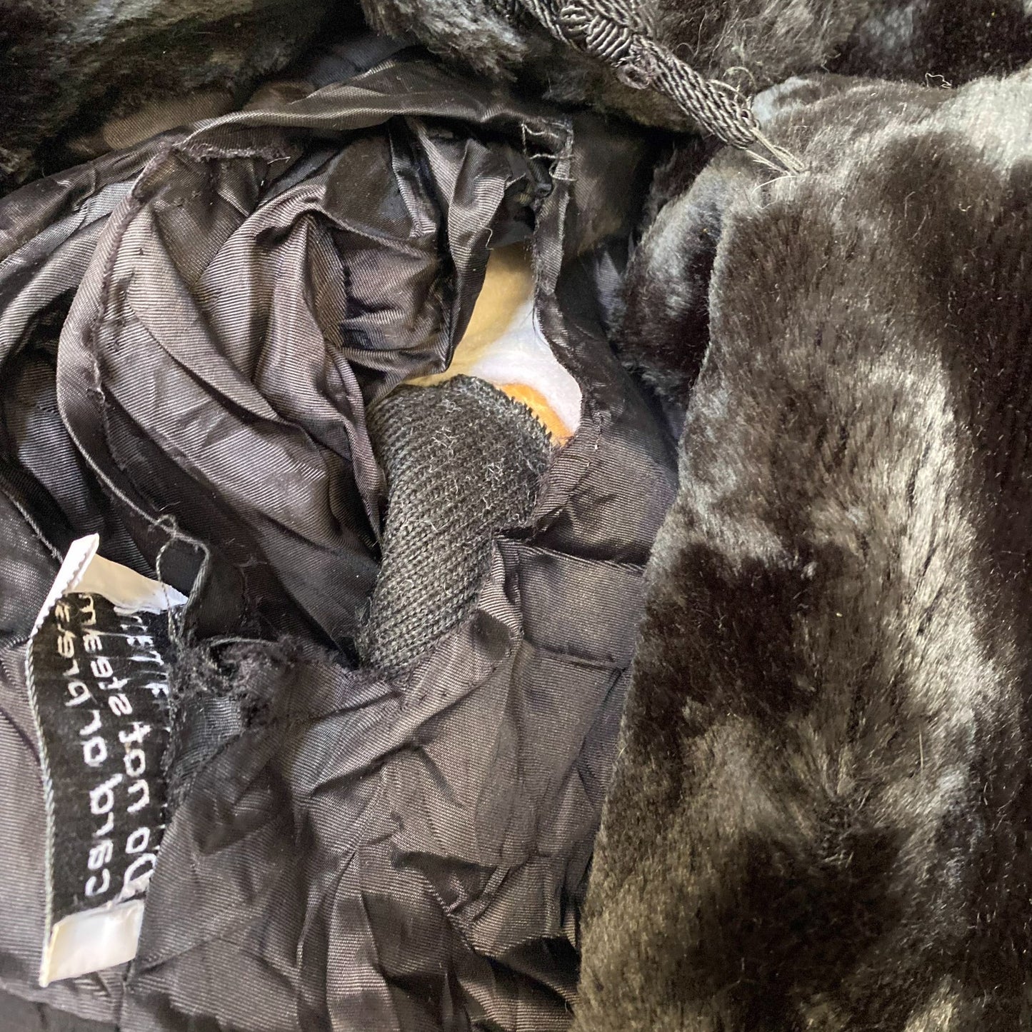 Women Faux Fur Jacket Medium Black Lined Soft Plush Long Sleeve Hook & Eye Front