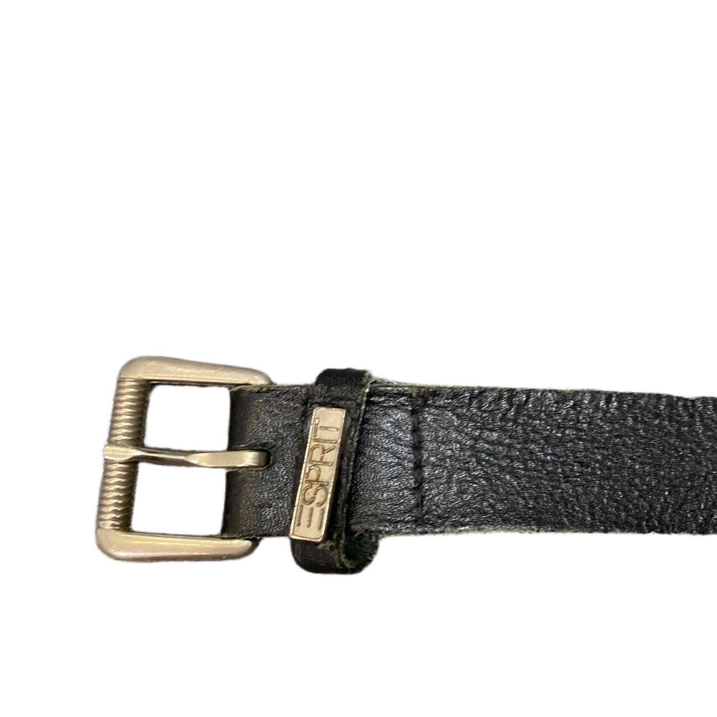 Esprit Waist Belt Mens Black Leather Adjustable Silver Pin Buckle 35.5 inches