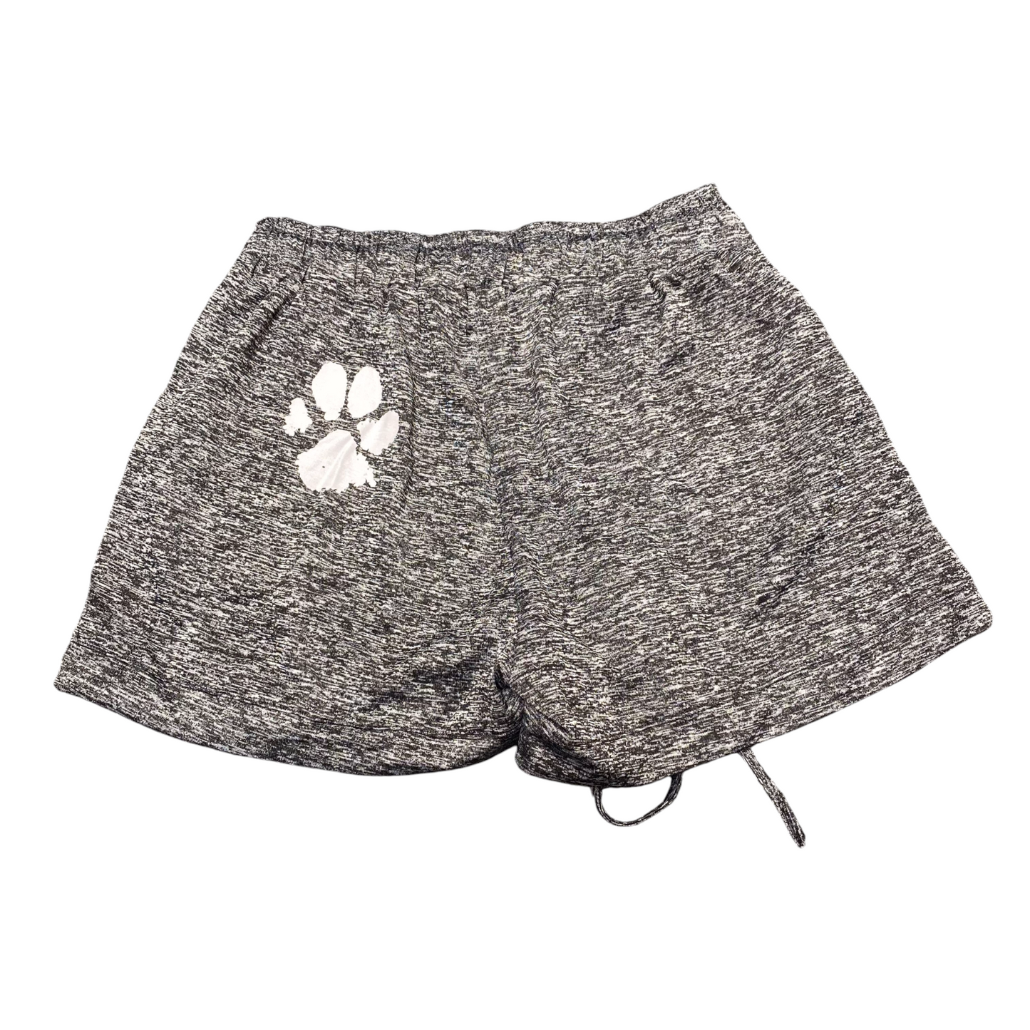 Running Sprinter Shorts Womens Medium Grey Heather Paw Print Drawstring Waist
