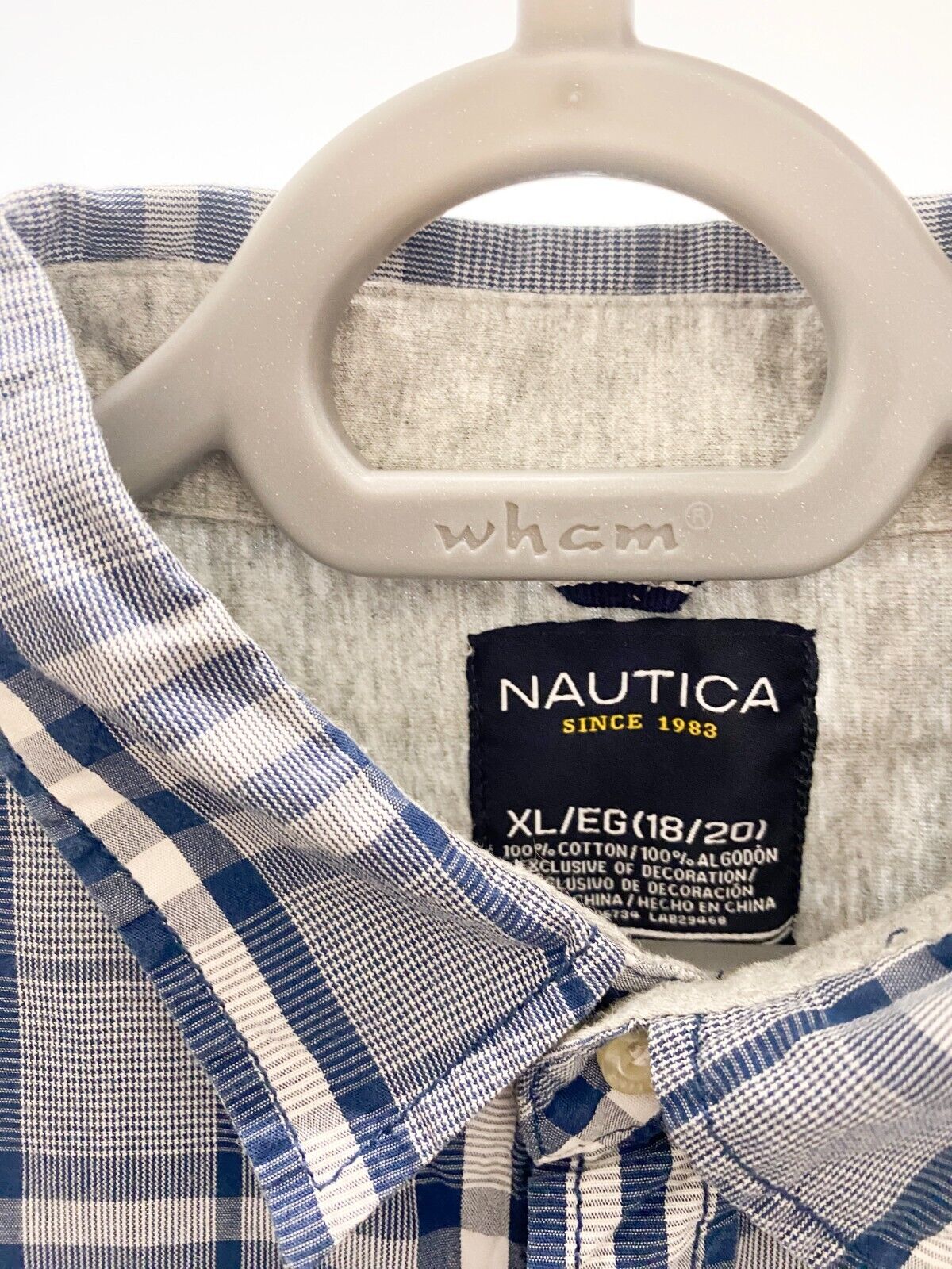 Nautica Shirt Mens XL Blue Plaid Cotton Long Sleeve Pocket Collared Button Down