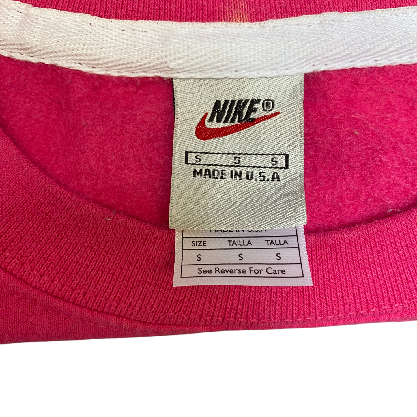 Nike Reworked Sweatshirt Mens Small Pink Green Embroidered Spellout Logo Vtg Y2K
