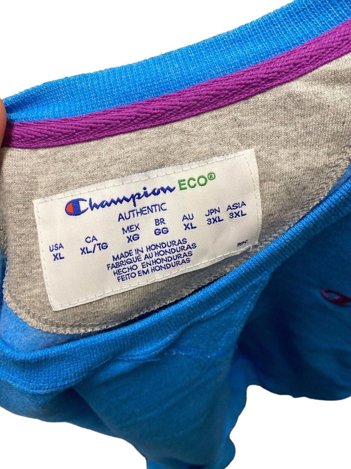 Champion Sweatshirt Jumper Embroidered Logo Blue Mens XL