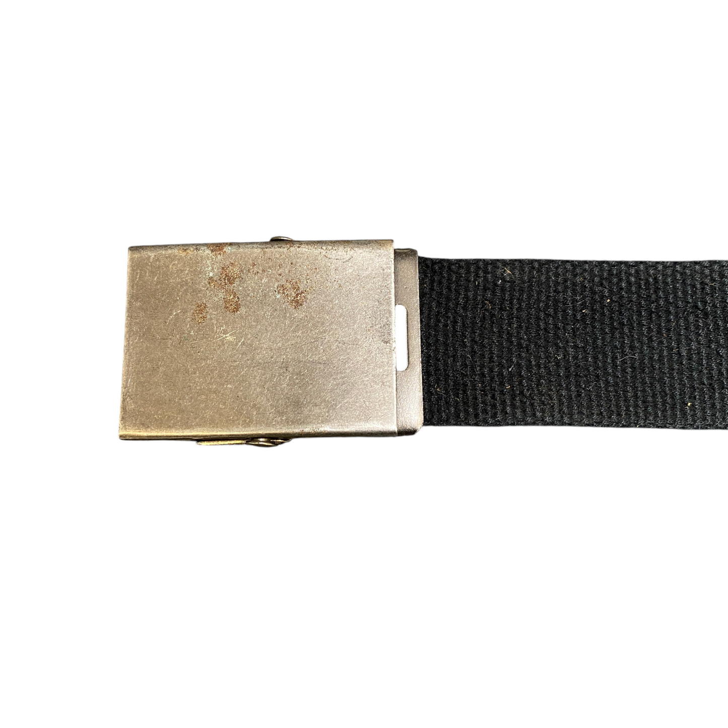 Mens Waist Belt Black Canvas Adjustable Brass Flip-Closure Buckle Size 43 inches