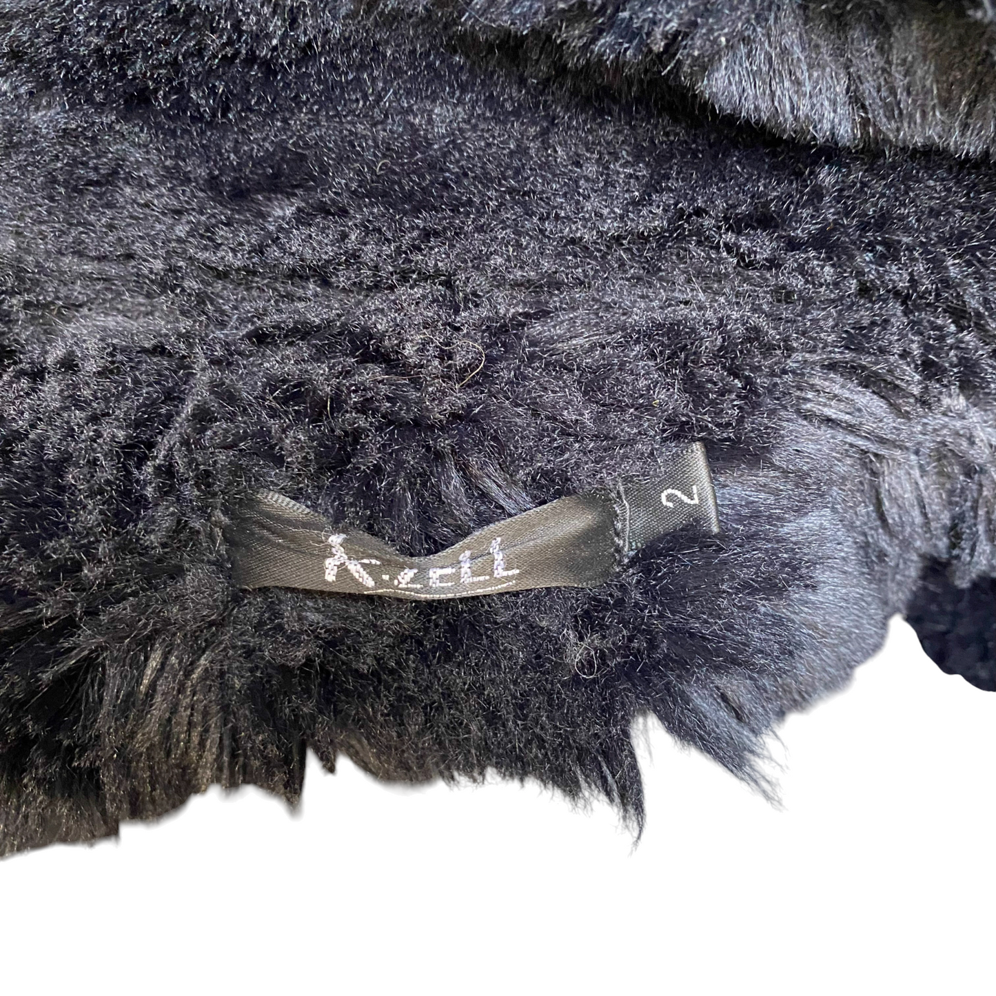 K. Zell Faux Fur Coat Womens L Black Plush Lined Long Sleeve Collared Open Front