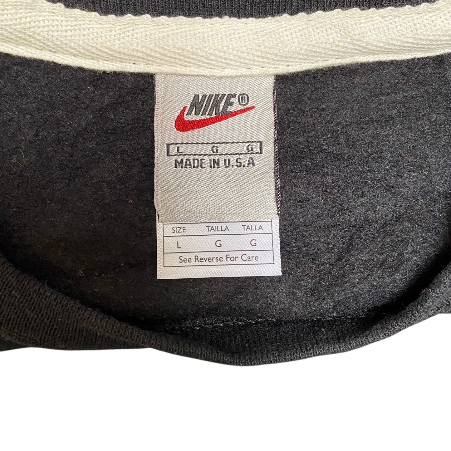 Nike Reworked Sweatshirt Mens L Black Pink Embroidered Spellout Logo Vintage Y2K