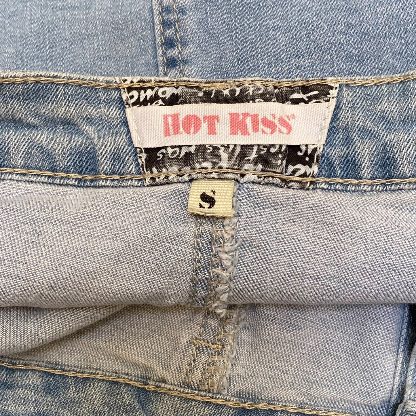 Hot Kiss Mini Skirt Womens S Blue Denim Light Wash Casual Button Fornt Outdoor
