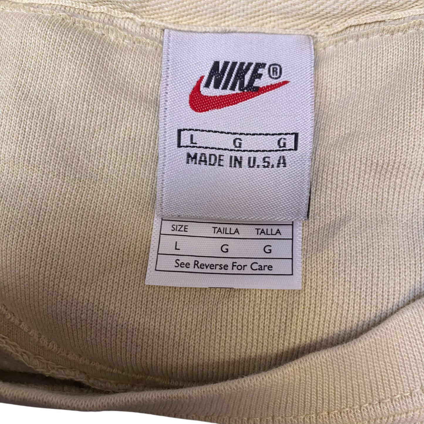 Nike Reworked Sweatshirt Men L Navy Yellow Embroidered Spellout Logo Vintage Y2K