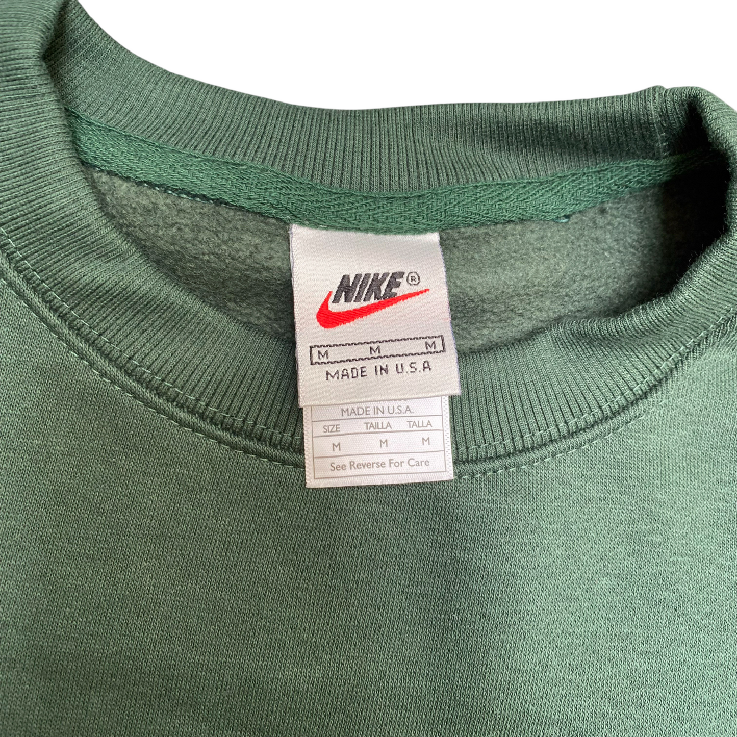 Nike Reworked Sweatshirt Mens M Green Heather Embroidered Long Sleeve Crew Neck