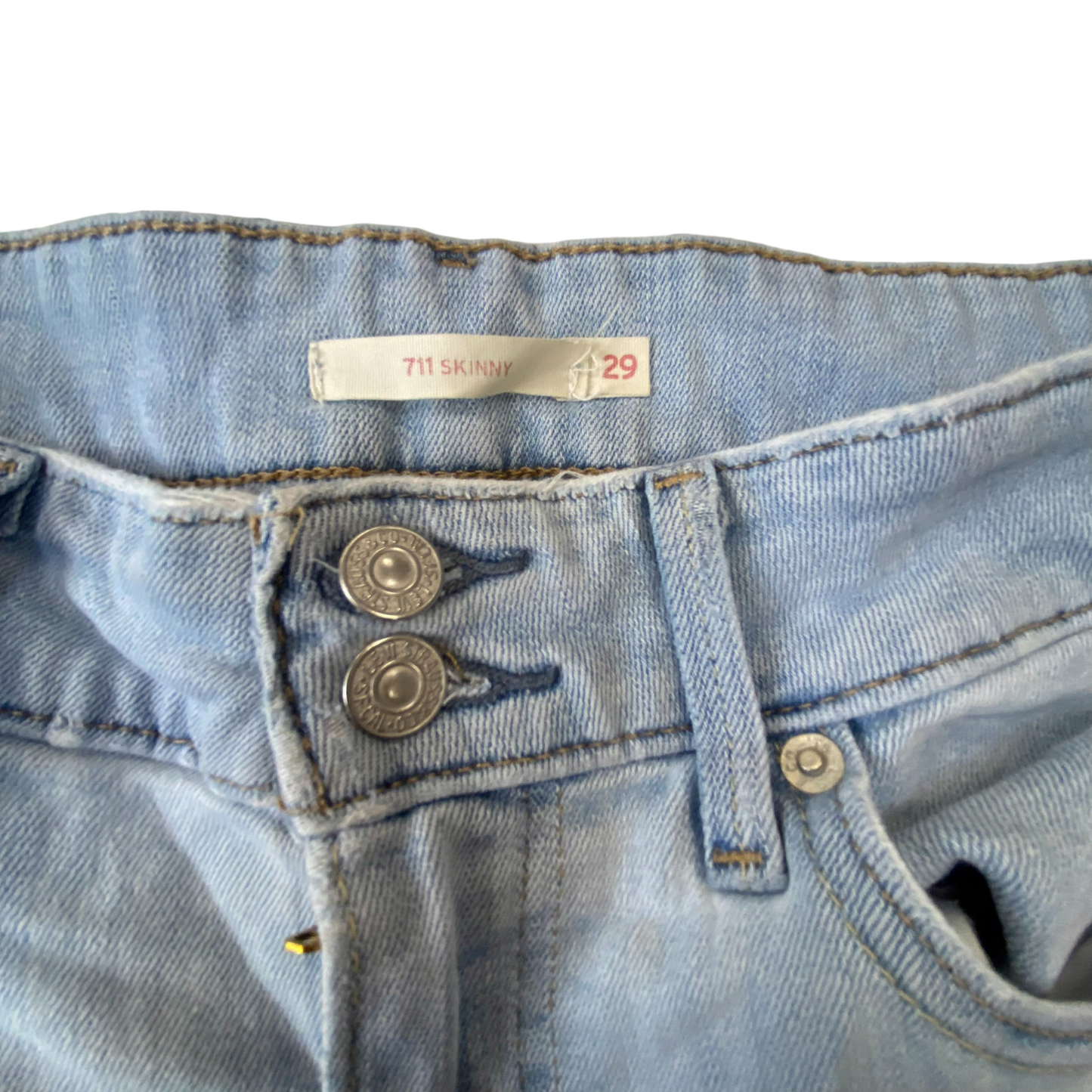 Levi's 711 Jeans Womens Medium Blue Denim Super Skinny Fit Pockets Outdoor Comfy