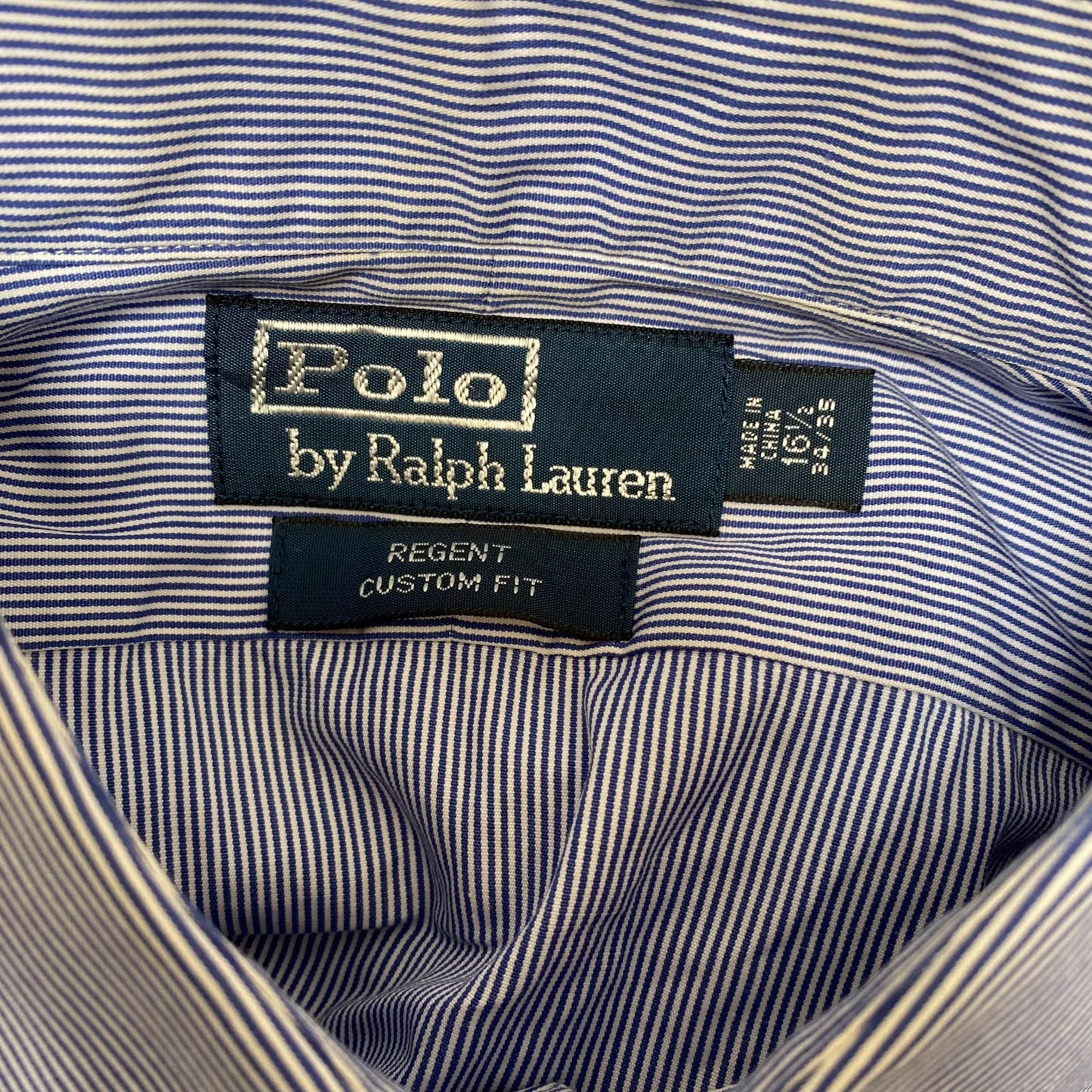 Polo Ralph Lauren Formal Shirt Mens L Blue Striped Regent Custom Fit Button Down